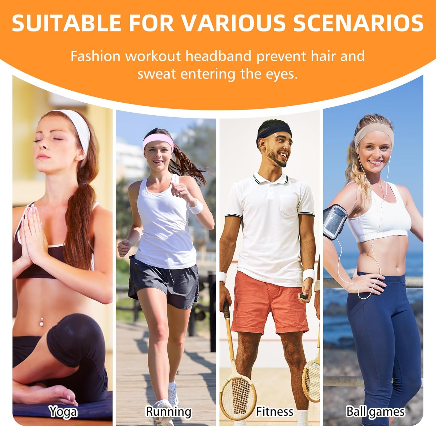 Headbands for Women 8PCS [Summer-Exclusive Headband], Non Slip Sports Headband Elastic Soft Running Fashion Headband Absorb Sweat Headbands for Men for Women for Working Out, Travel - Image 5
