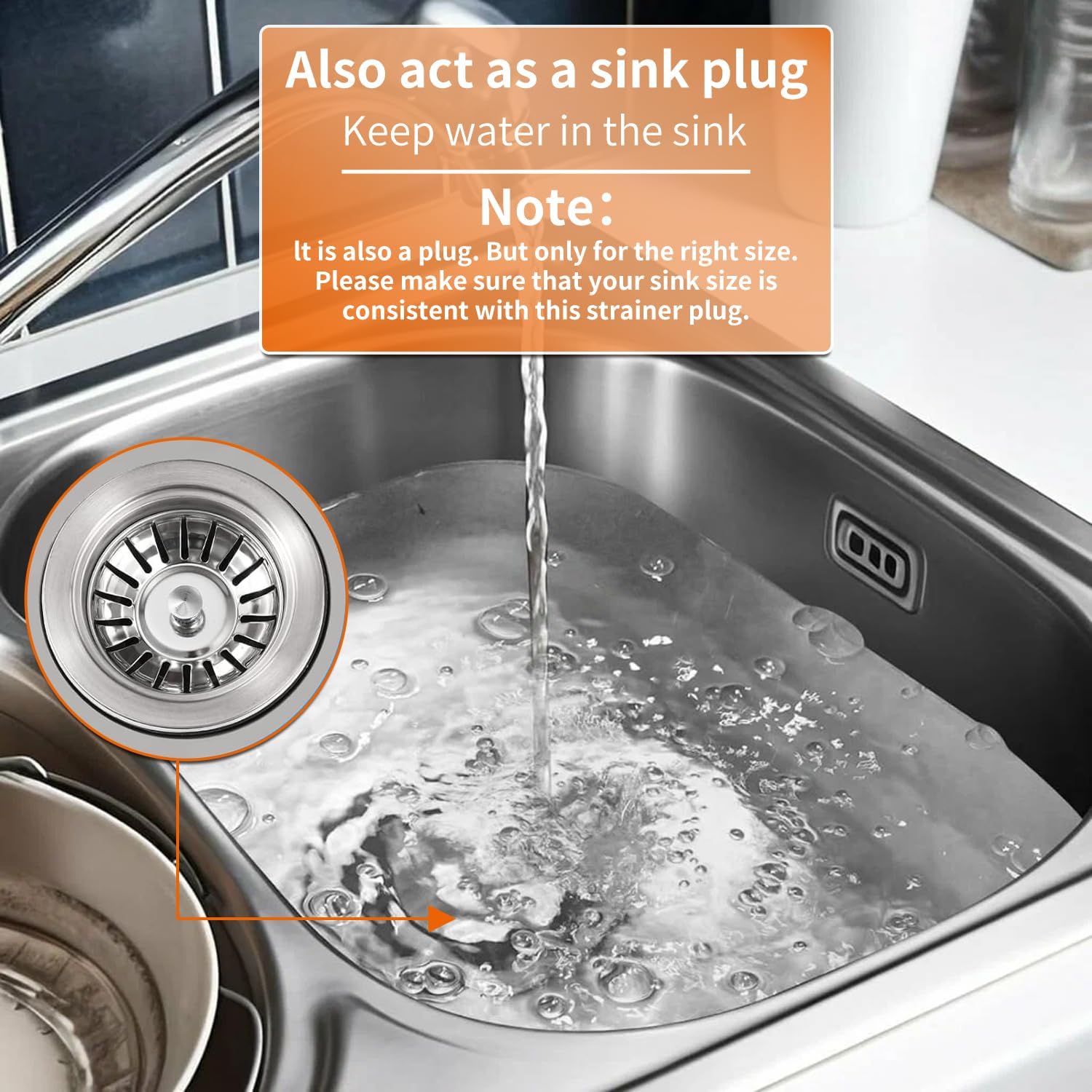 Kitchen Sink Strainer - 2Pack Sink Drain Stopper, 80mm(3.15in) Stainless Steel Kitchen Sink Accessories Plug with Anti-Clogging Basket, Bouchon Evier Cuisine - Image 6