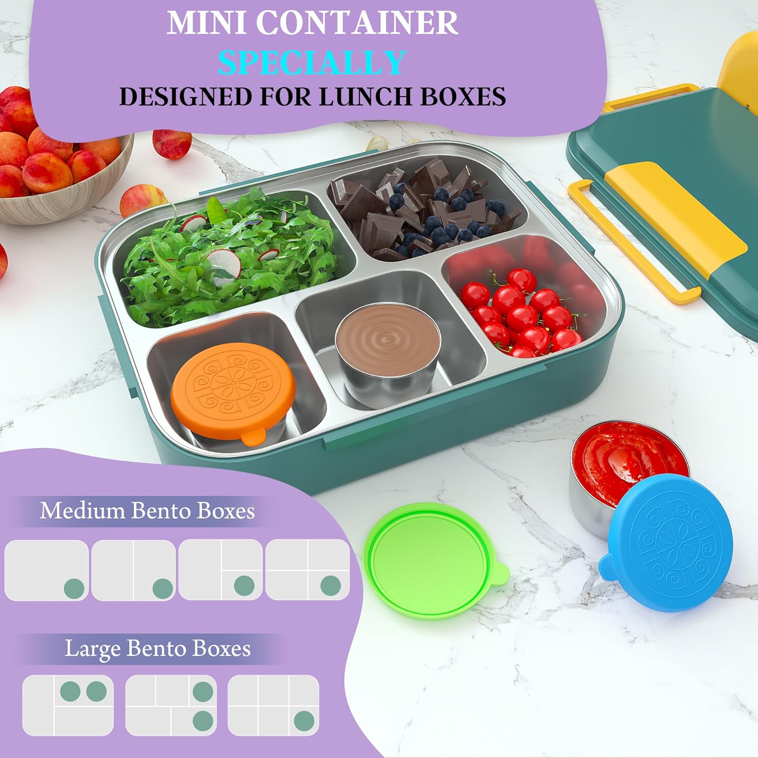 6x1.6 Oz Salad Dressing Containers With Lids, Small Leakproof Reusable Stainless Steel Salad Dressing Container To Go For Lunch Boxes,Sauce containers, Picnics,Travel Meal Prep And Kitchen Storage - Image 7