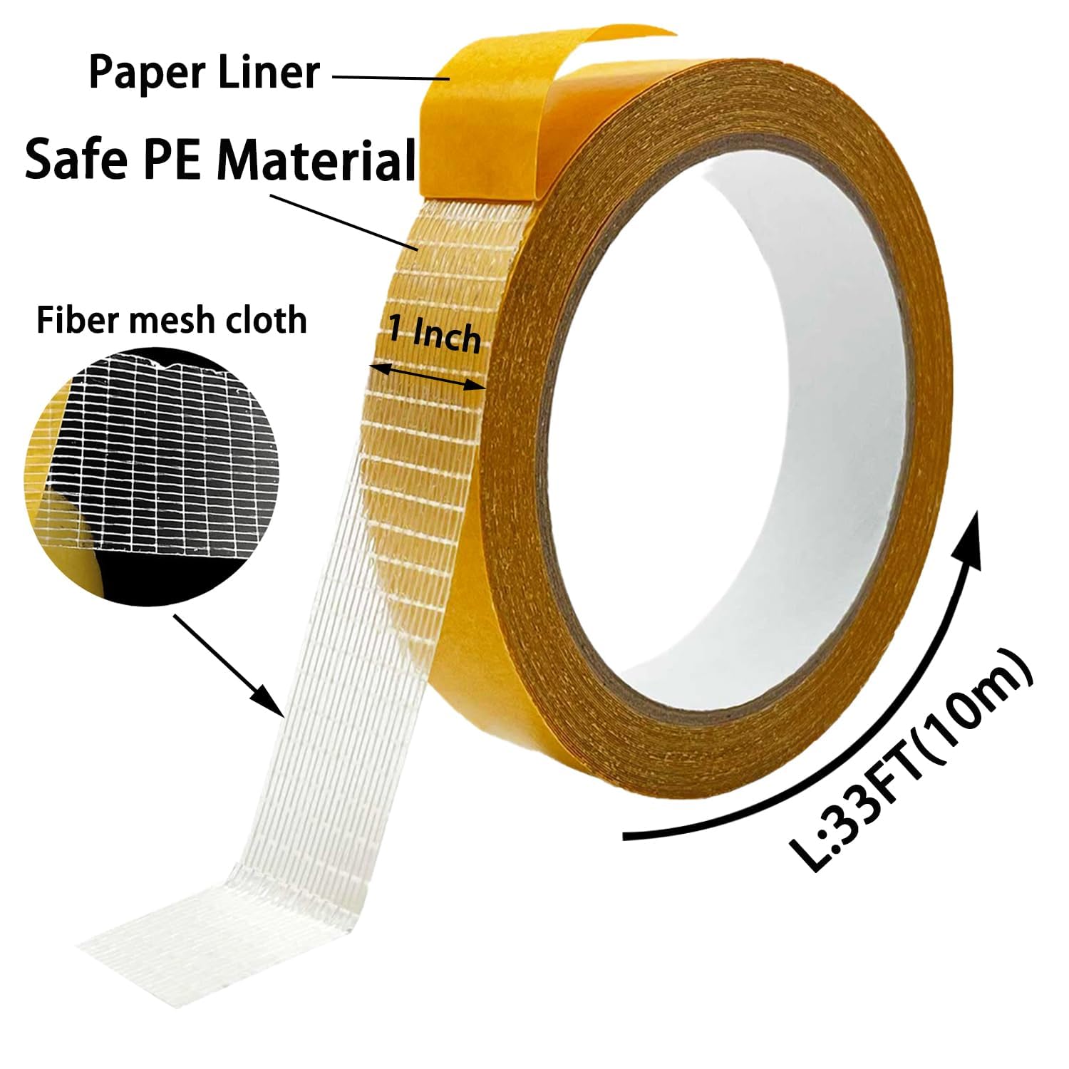 Heavy Duty Double Sided Fabric Tape, 1 Inch X 33FT Stitch Witchery Hem Tape for Pants Clothes Curtain Fabric Sofa Covers, No Sewing Ironing, Strong Adhesive Tape for Rug, Carpet, Art - Image 3