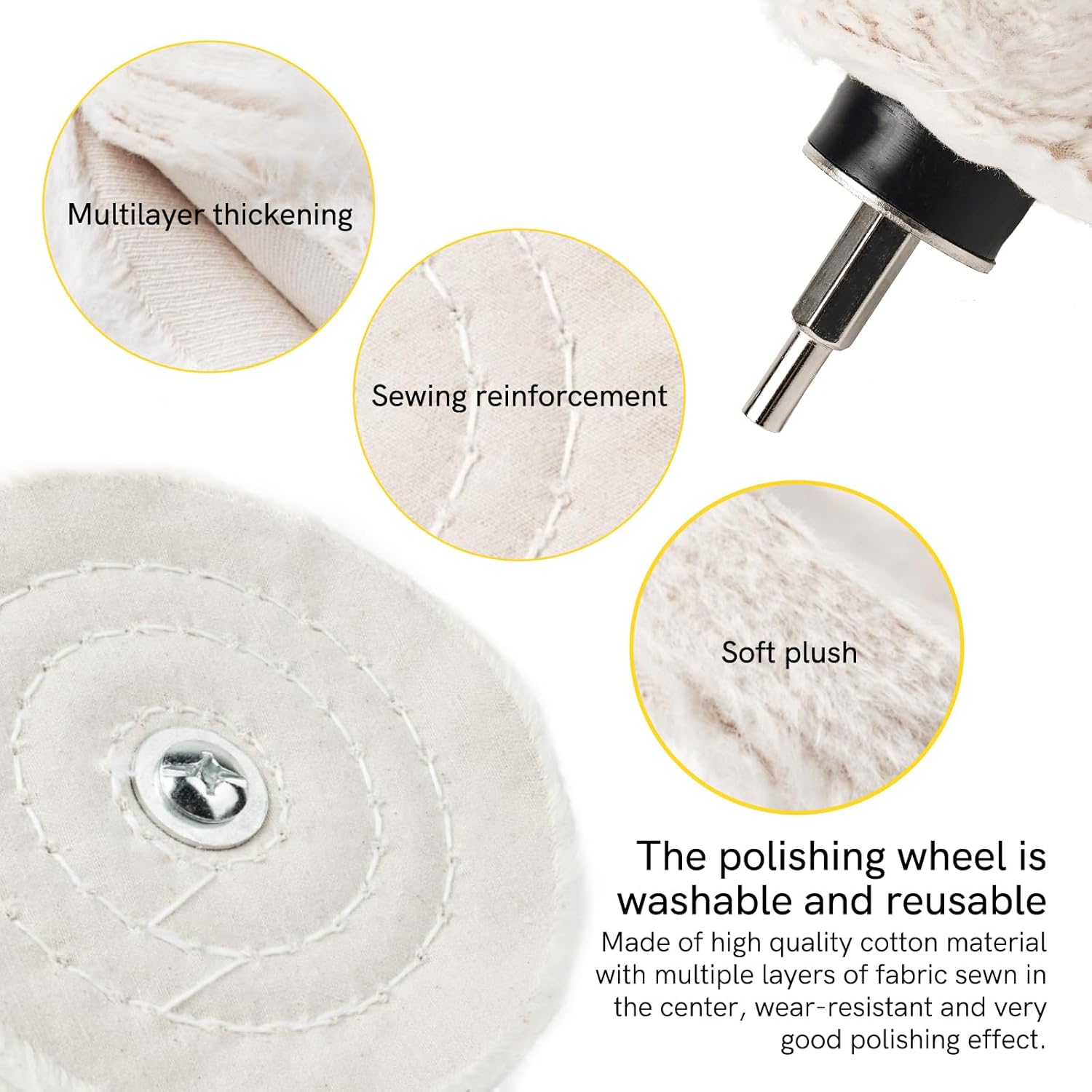 Aluminum Wheel Polishing Kit for Drill Buffing Wheel for Car Motorcycle Wheel Rim Manifold Polishing for Stainless Steel Chrome Wood Plastic Ceramic Glass Woods Machine Jewelry etc 6PCS - Image 4