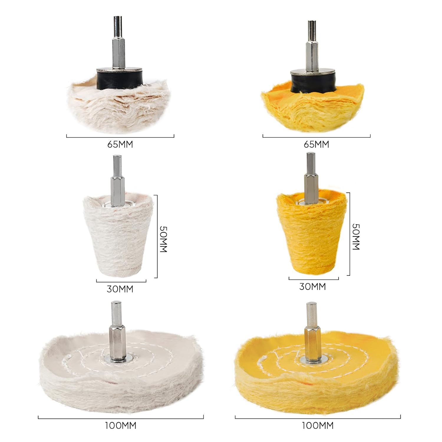 Aluminum Wheel Polishing Kit for Drill Buffing Wheel for Car Motorcycle Wheel Rim Manifold Polishing for Stainless Steel Chrome Wood Plastic Ceramic Glass Woods Machine Jewelry etc 6PCS - Image 6