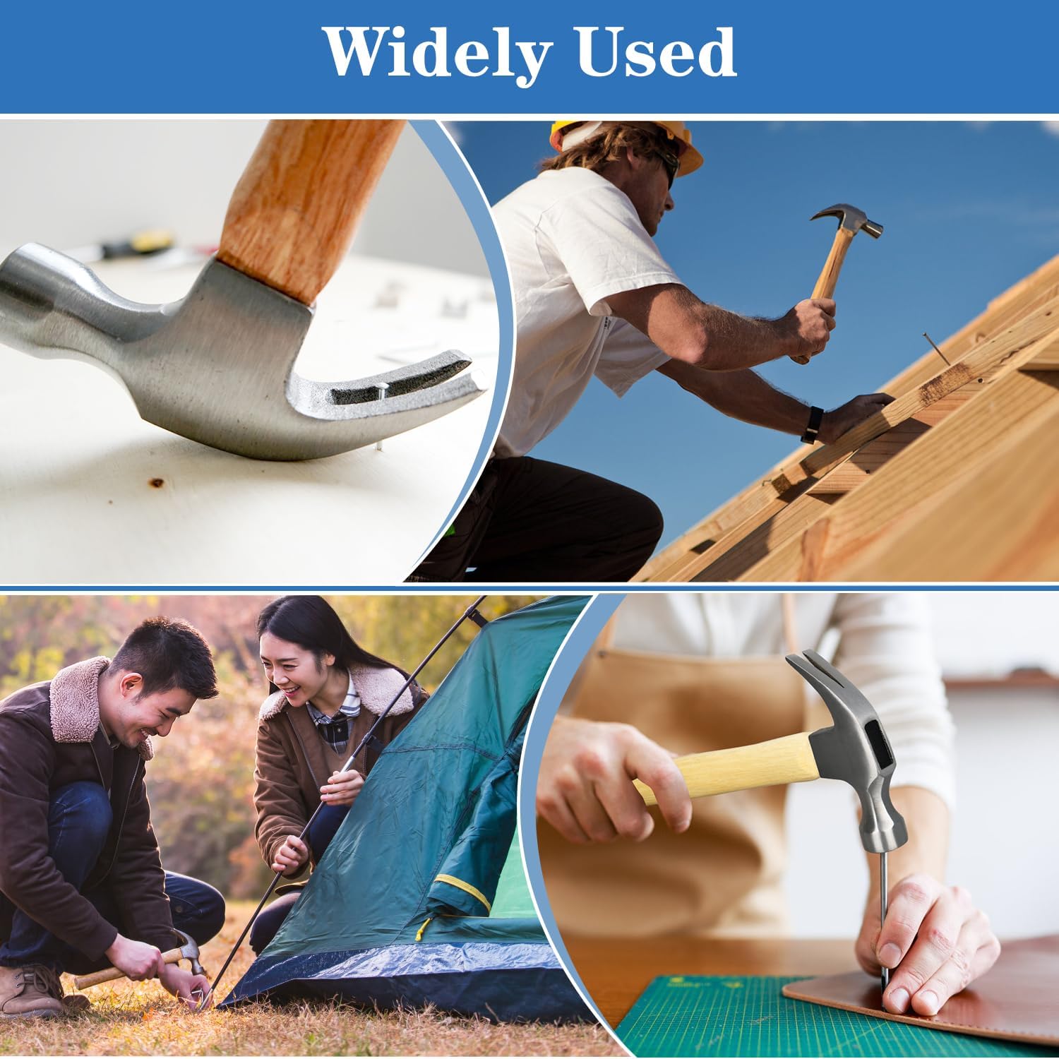 16oz Claw Hammer, General Purpose Claw Hammer with Wooden Handle & Forged Steel Head - Image 7