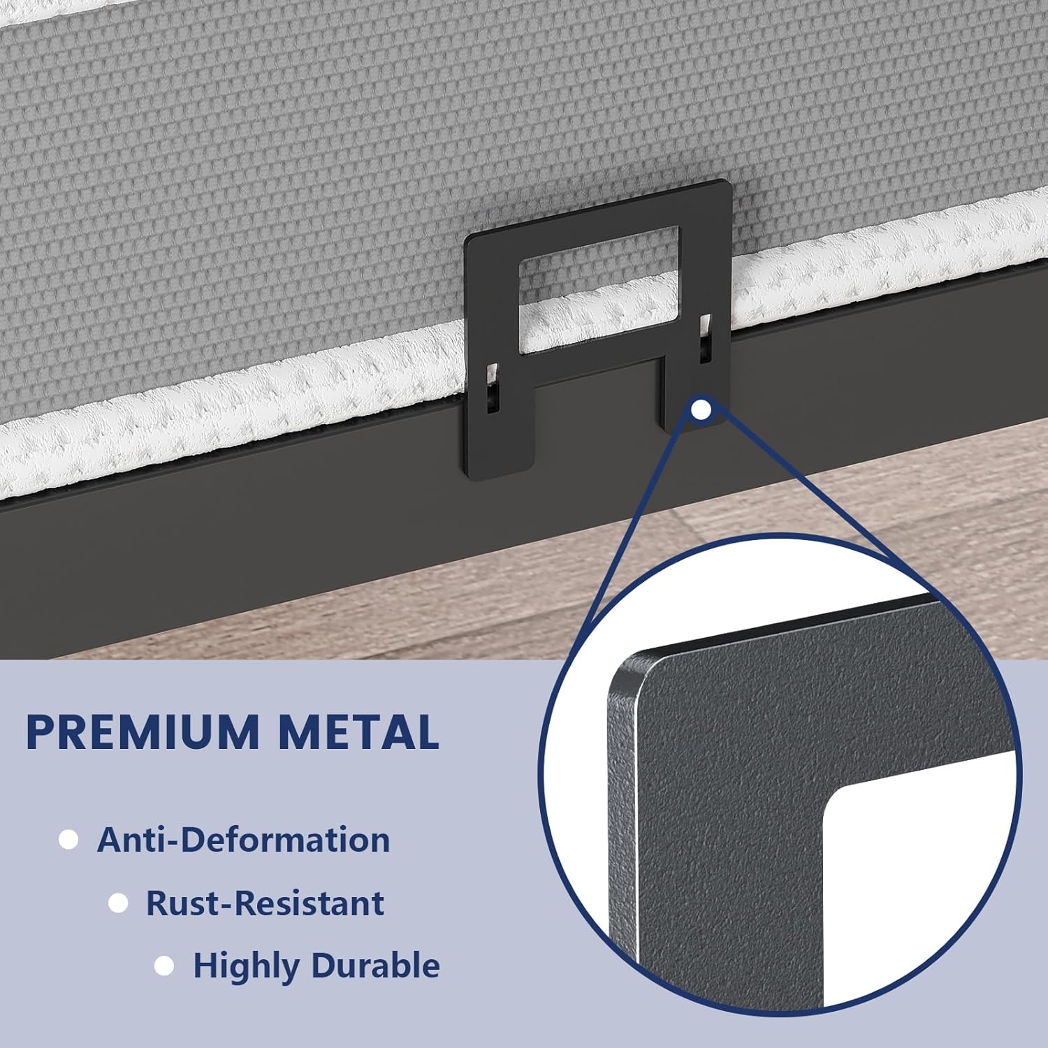 Non Slip Mattress Gaskets for Metal Bed Frame, Mattress Holder in Place Gripper, Adjustable Mattress Retainer Bar, Keep Mattress from Sliding Gripper, 4 PCS, Black - Image 5