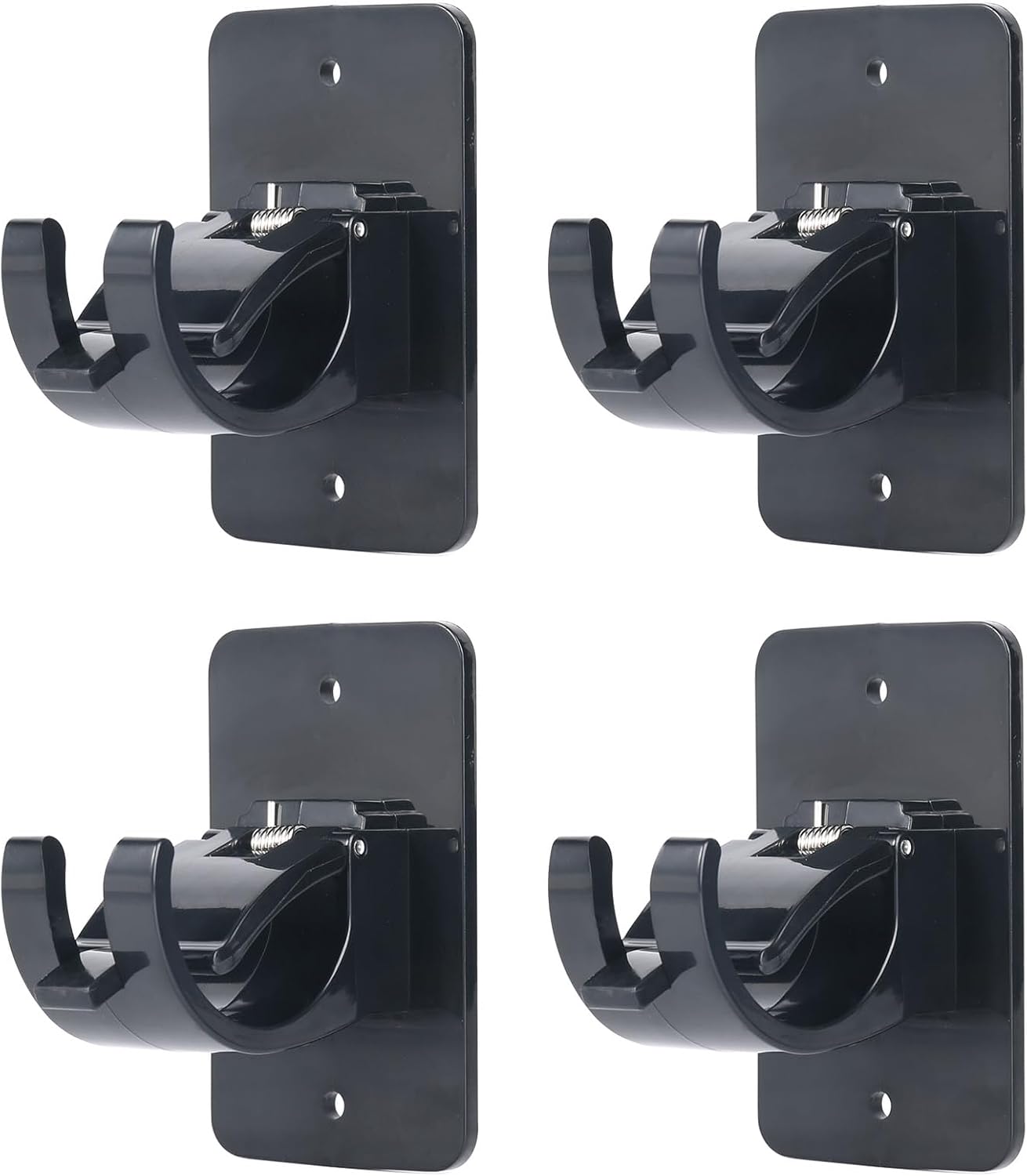 4Pcs Self-Adhesive Curtain Rod Clips, Universal Plastic Curtain Rod Clips, No Drilling,for C urtain Rods up to 40mm (Black) (Curtain Rod Not Included) - Image 1