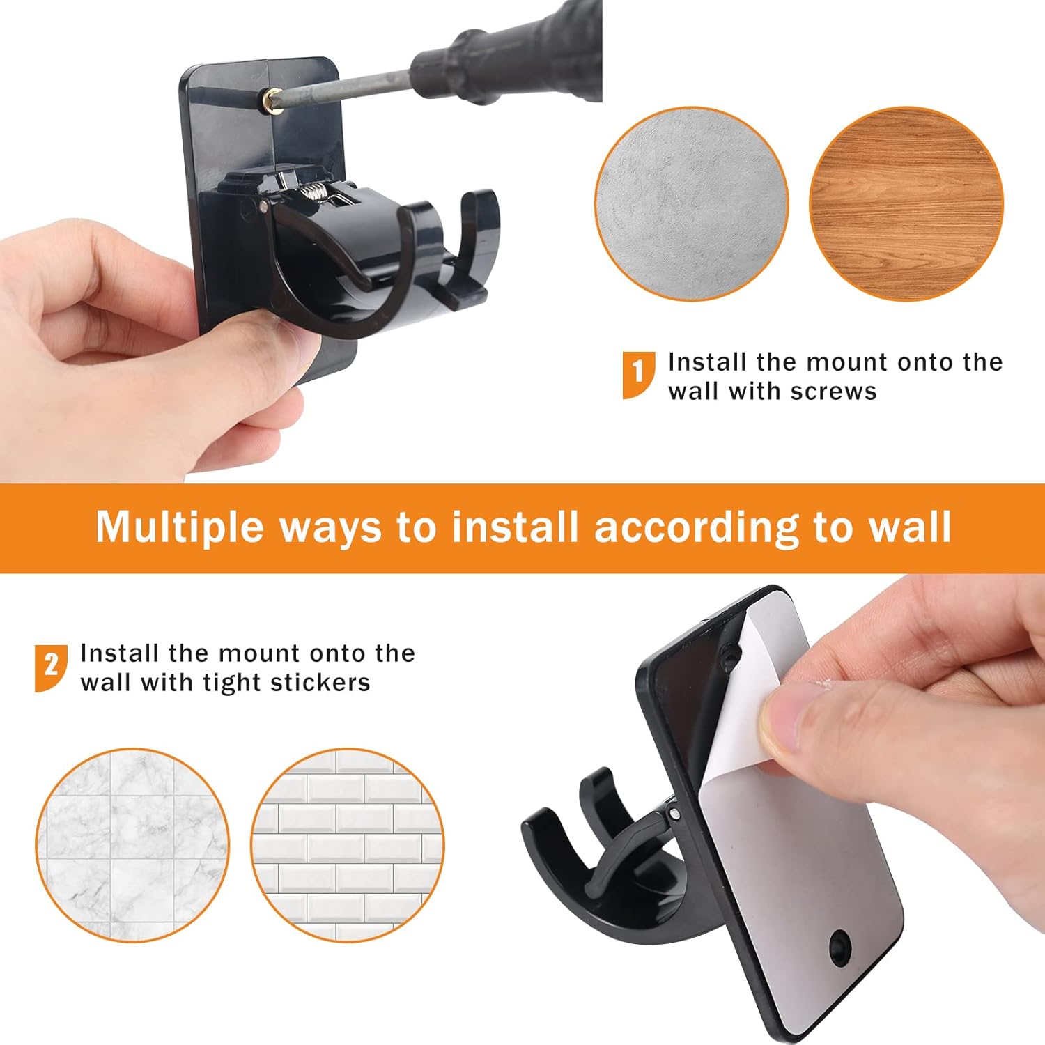4Pcs Self-Adhesive Curtain Rod Clips, Universal Plastic Curtain Rod Clips, No Drilling,for C urtain Rods up to 40mm (Black) (Curtain Rod Not Included) - Image 3
