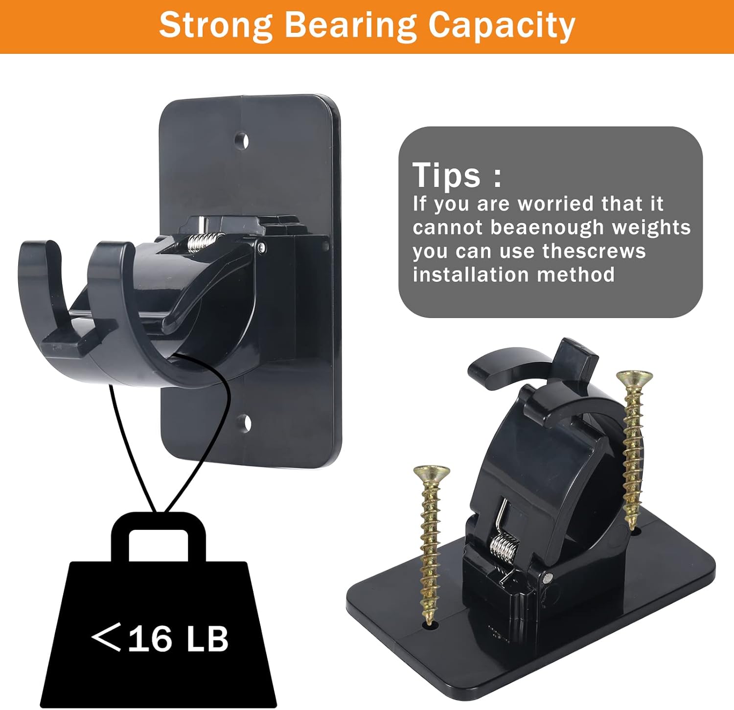 4Pcs Self-Adhesive Curtain Rod Clips, Universal Plastic Curtain Rod Clips, No Drilling,for C urtain Rods up to 40mm (Black) (Curtain Rod Not Included) - Image 4