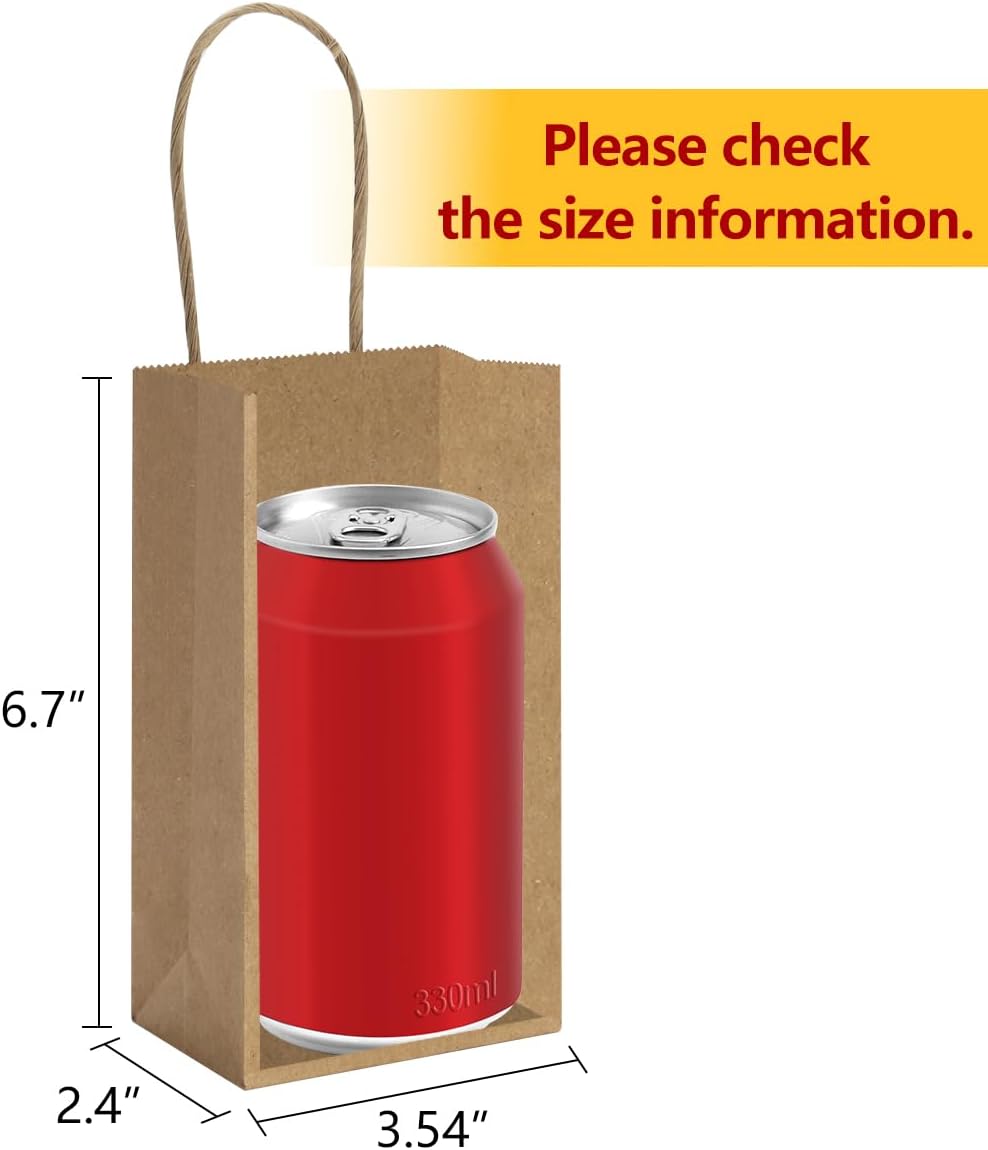 50 Pack 3.5x2.4x6.7 Inches Small Kraft Paper Gift Bags with Handles Bulk Mini Party Favor Bags Candy Bags 100% Recyclable Brown Paper Bag - Image 2