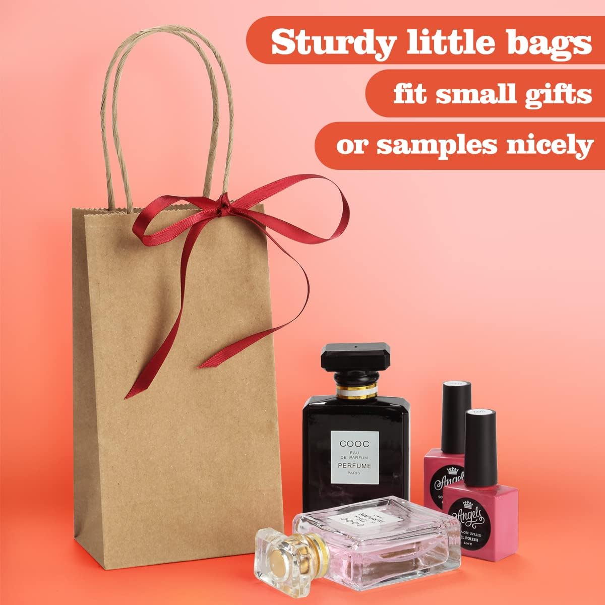 50 Pack 3.5x2.4x6.7 Inches Small Kraft Paper Gift Bags with Handles Bulk Mini Party Favor Bags Candy Bags 100% Recyclable Brown Paper Bag - Image 5