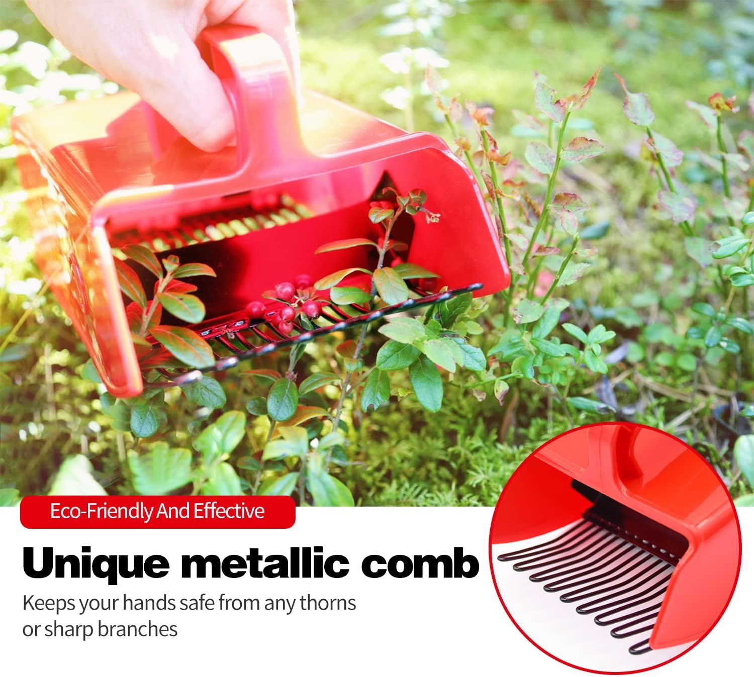 1/2/4 Pack Berry Picker, with Metallic Comb and Ergonomic Handle for Easier Berry Picking - Image 2