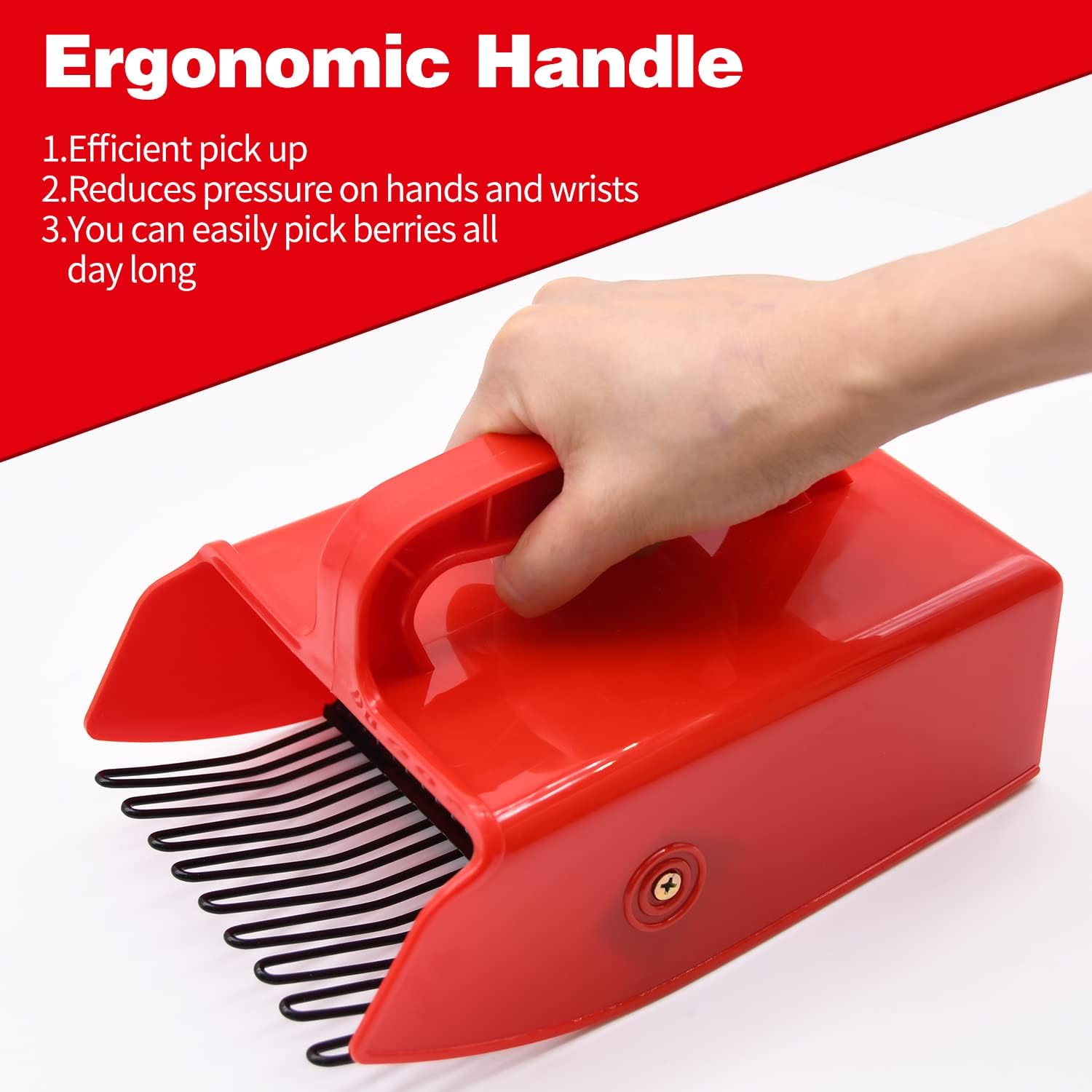 1/2/4 Pack Berry Picker, with Metallic Comb and Ergonomic Handle for Easier Berry Picking - Image 3
