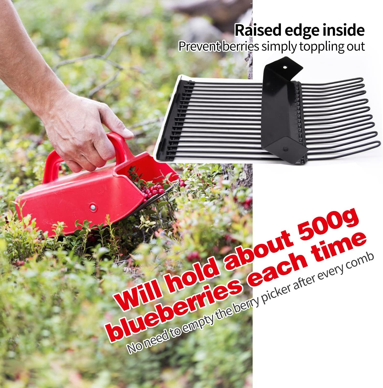 1/2/4 Pack Berry Picker, with Metallic Comb and Ergonomic Handle for Easier Berry Picking - Image 4