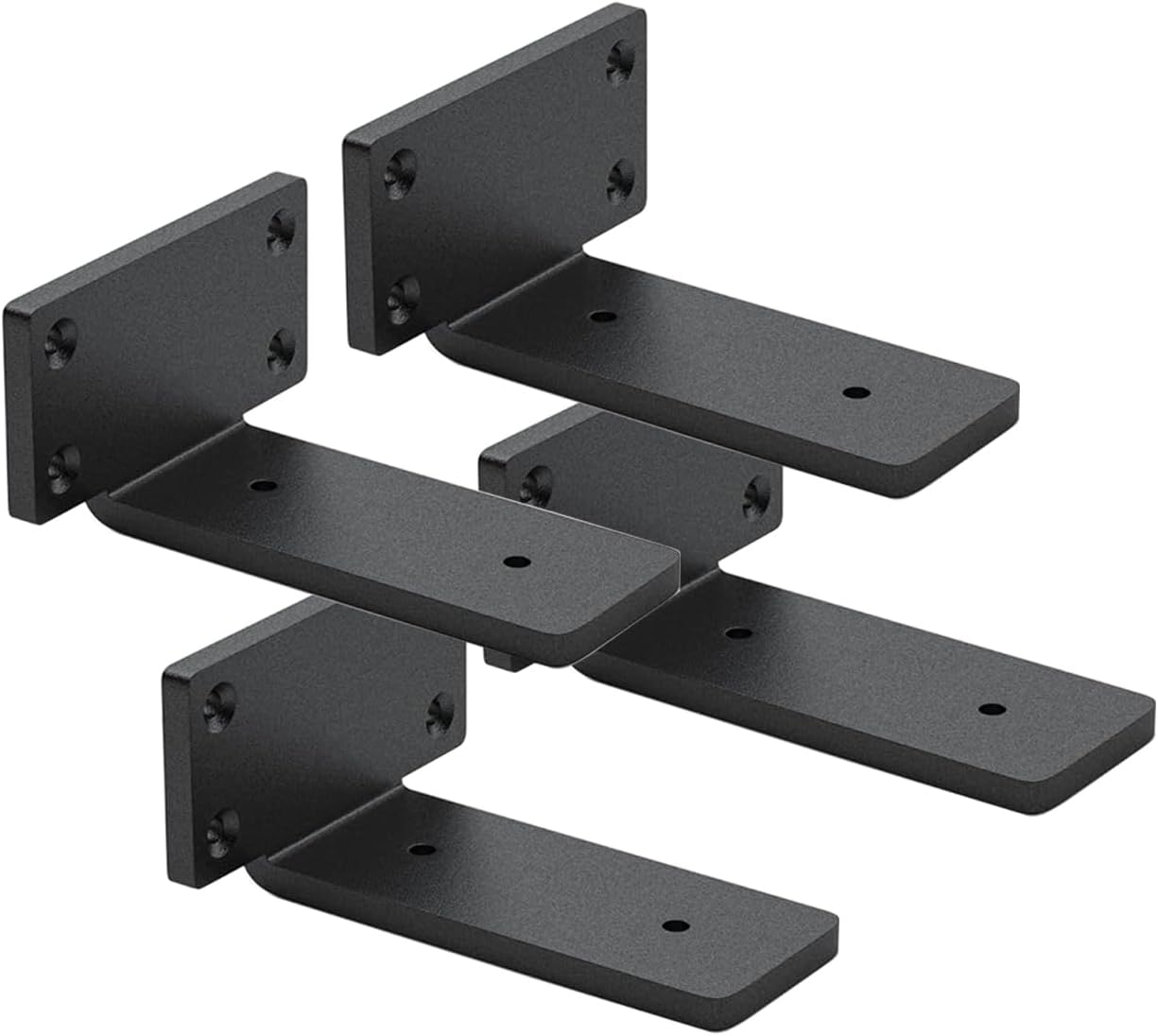 4 Pack Shelf Brackets 4 Inch Floating Shelf Bracket 1/5 inch Thick Heavy Duty Hidden Shelf Brackets Iron Metal Brackets for Shelf Support with Screw Included - Image 1