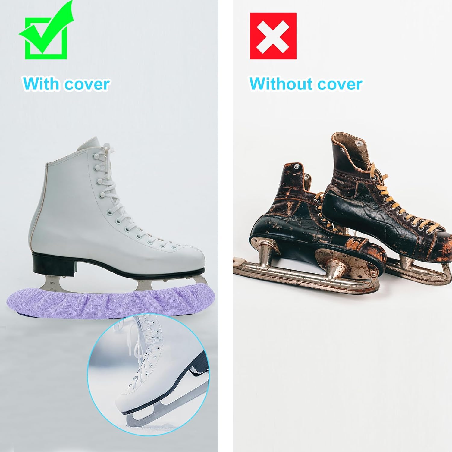 Ice Skate Guards,Skate Guards for Hockey Skates,Figure Skates and Ice Skates.Ice Skate Blade Covers for Toddler Kids Youth Adults-Men Women Boys Girls.Skate Guards Figure Skating Hockey. - Image 6