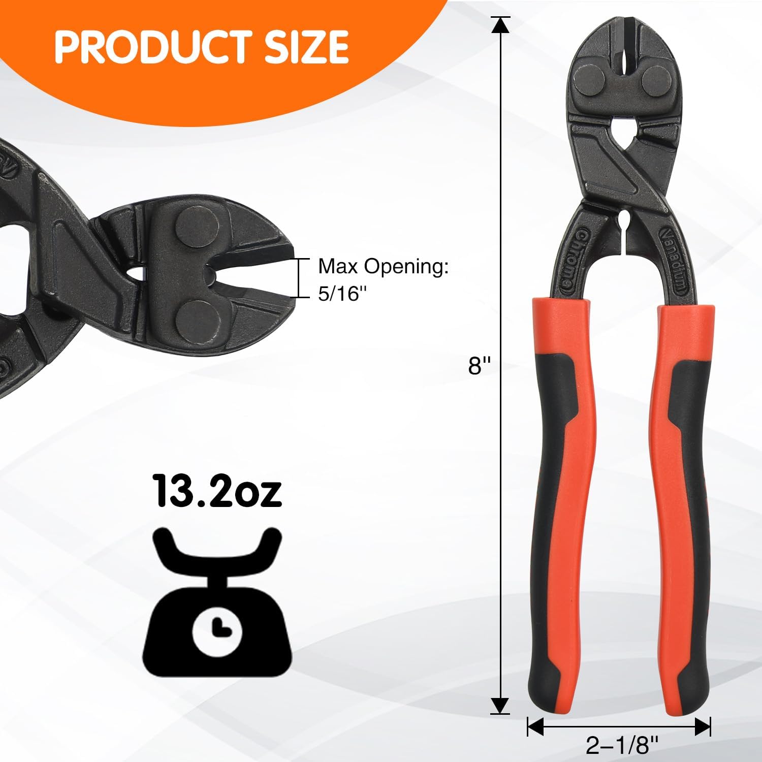 8-inch Mini Bolt Cutter, Heavy Duty Wire Cutters with Ergonomic Handle, High Hardness and High Leverage, CR-V Steel Blade for Wire, Cables, Chains, Small Screws, Nails - Image 7