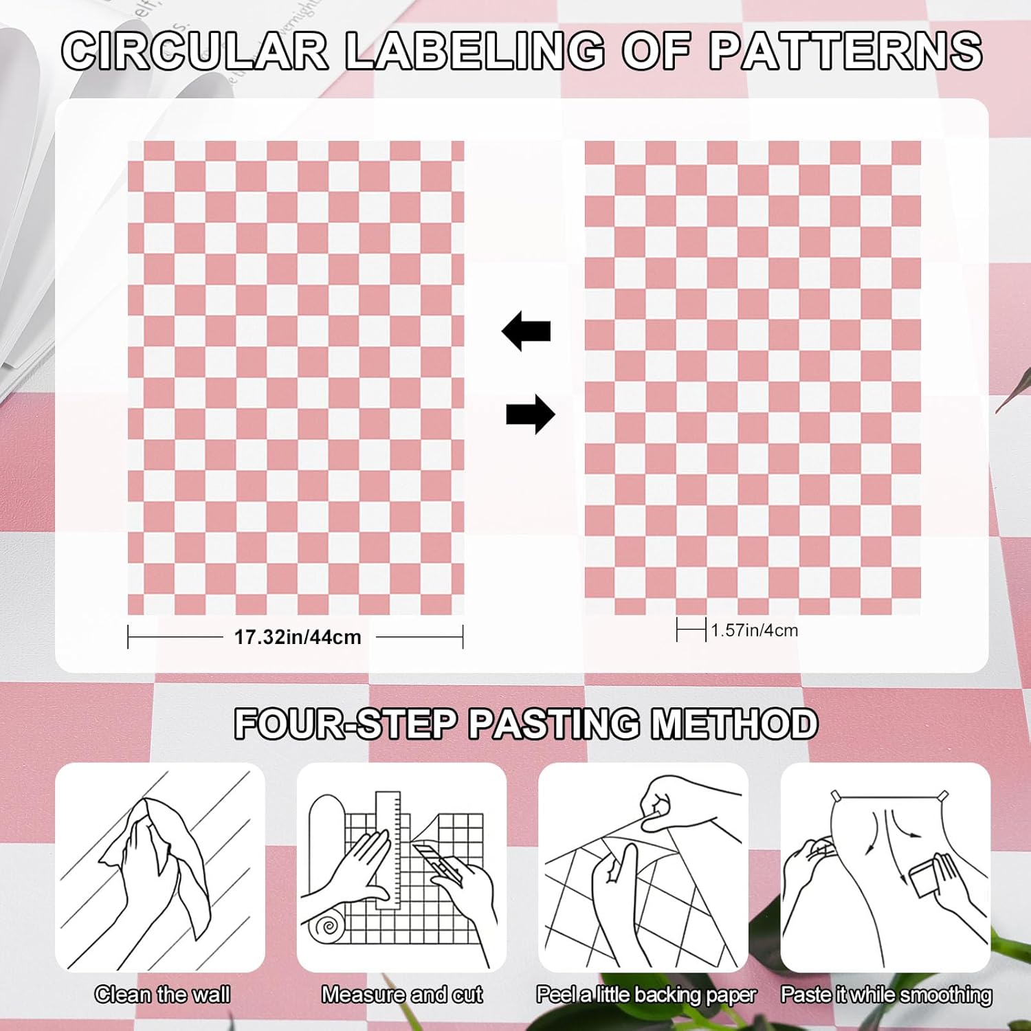 Checkered Wallpaper Peel and Stick Pink Mosaic Checkerboard Contact Paper 17.3”X120”Modern Self Adhesive Vinyl Removable Wall Paper for Shelf Liner,Classroom,Cabinets,Living Room - Image 4