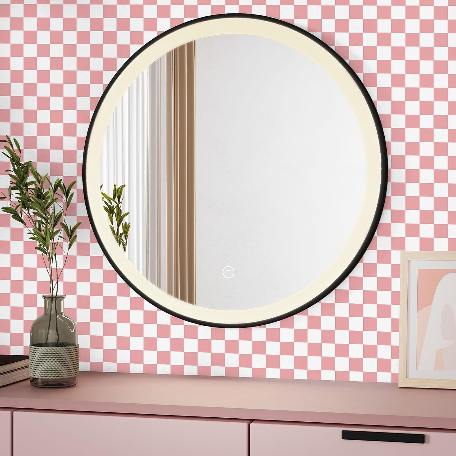 Checkered Wallpaper Peel and Stick Pink Mosaic Checkerboard Contact Paper 17.3”X120”Modern Self Adhesive Vinyl Removable Wall Paper for Shelf Liner,Classroom,Cabinets,Living Room - Image 5