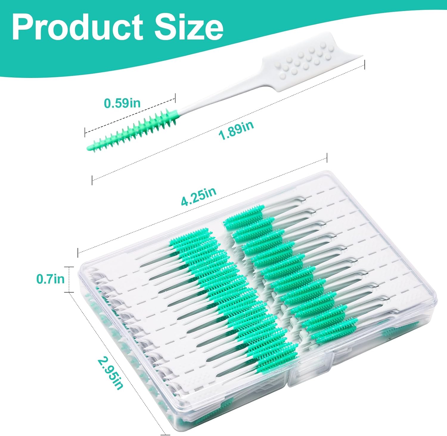 300 Pieces Interdental Brushes,Braces Brush with Silicone Head,Dental Tooth Flossing Toothpick Cleaners Tooth Tool, Green - Image 2