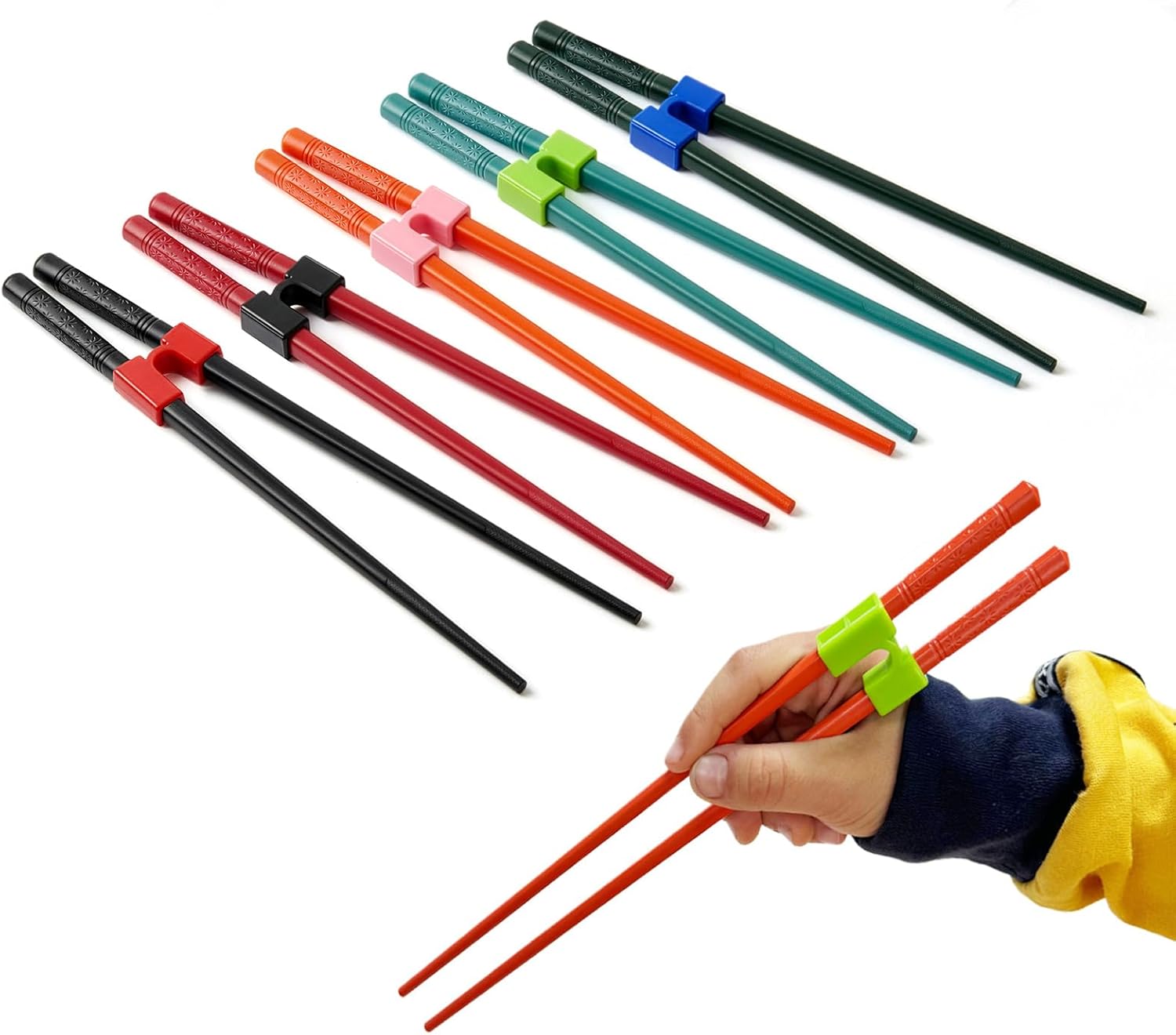 5 Pairs Reusable Training Chopsticks, 9.45 Inch Dishwasher Safe Fiberglass Japanese Training Chopsticks for Beginner, Non-Slip, Easy to Use(colorful) - Image 1