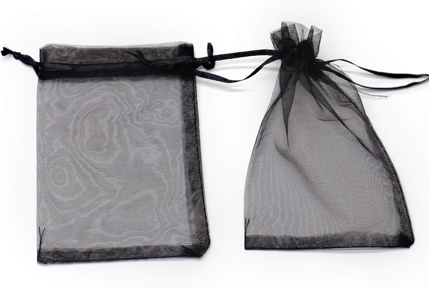 100Pcs Black Organza Bags 3x4 Inch, Small Mesh Jewelry Bags Drawstring Gift Bag Wedding Party Favor Halloween Candy Treat Pouches - Image 2