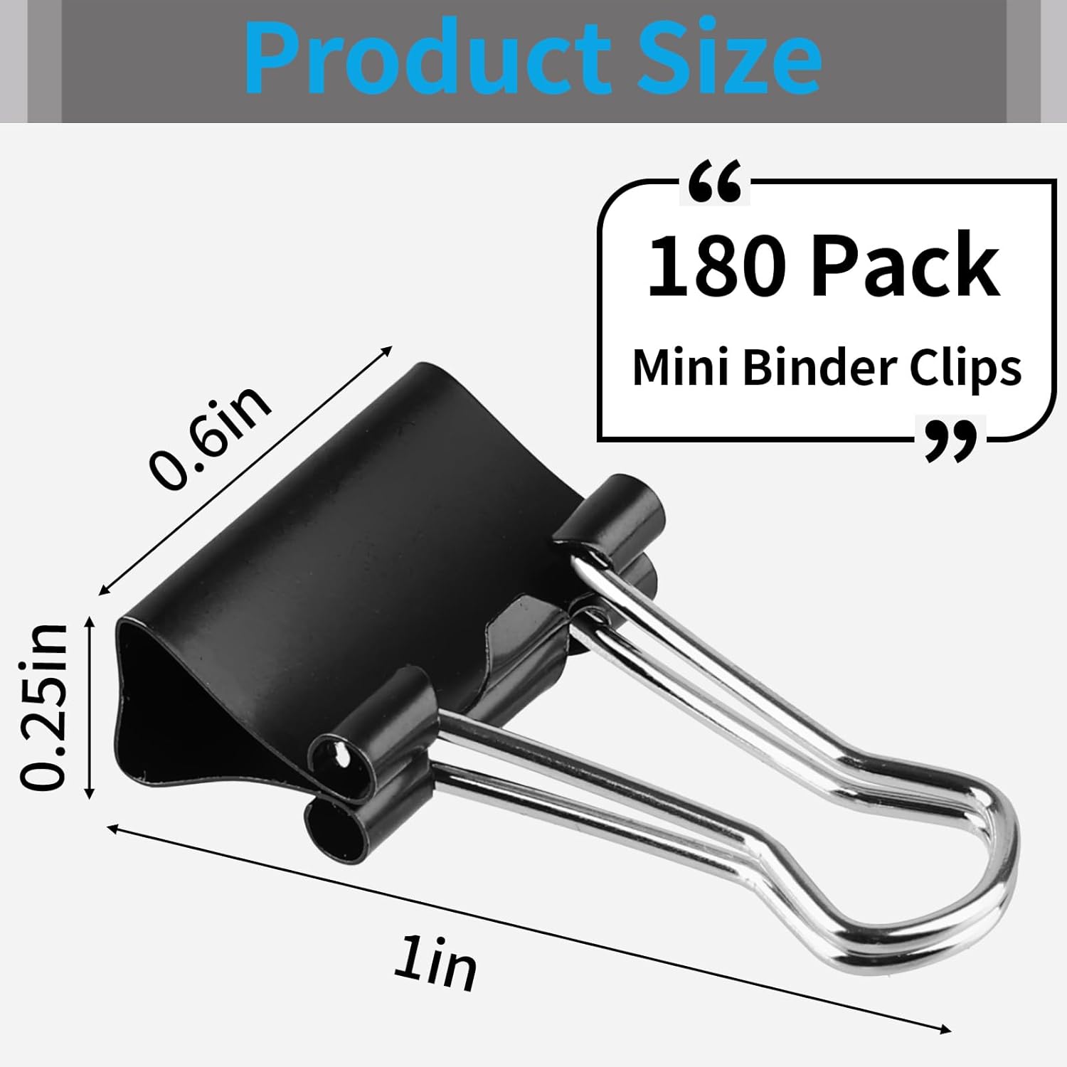 180Pcs Small Binder Clips, Mini Binder Clips, 0.63 in/15mm Clips Office Supplies, Paper Clamps, Binder Paper Clips for Office Supplies Home School Food DIY - Image 2