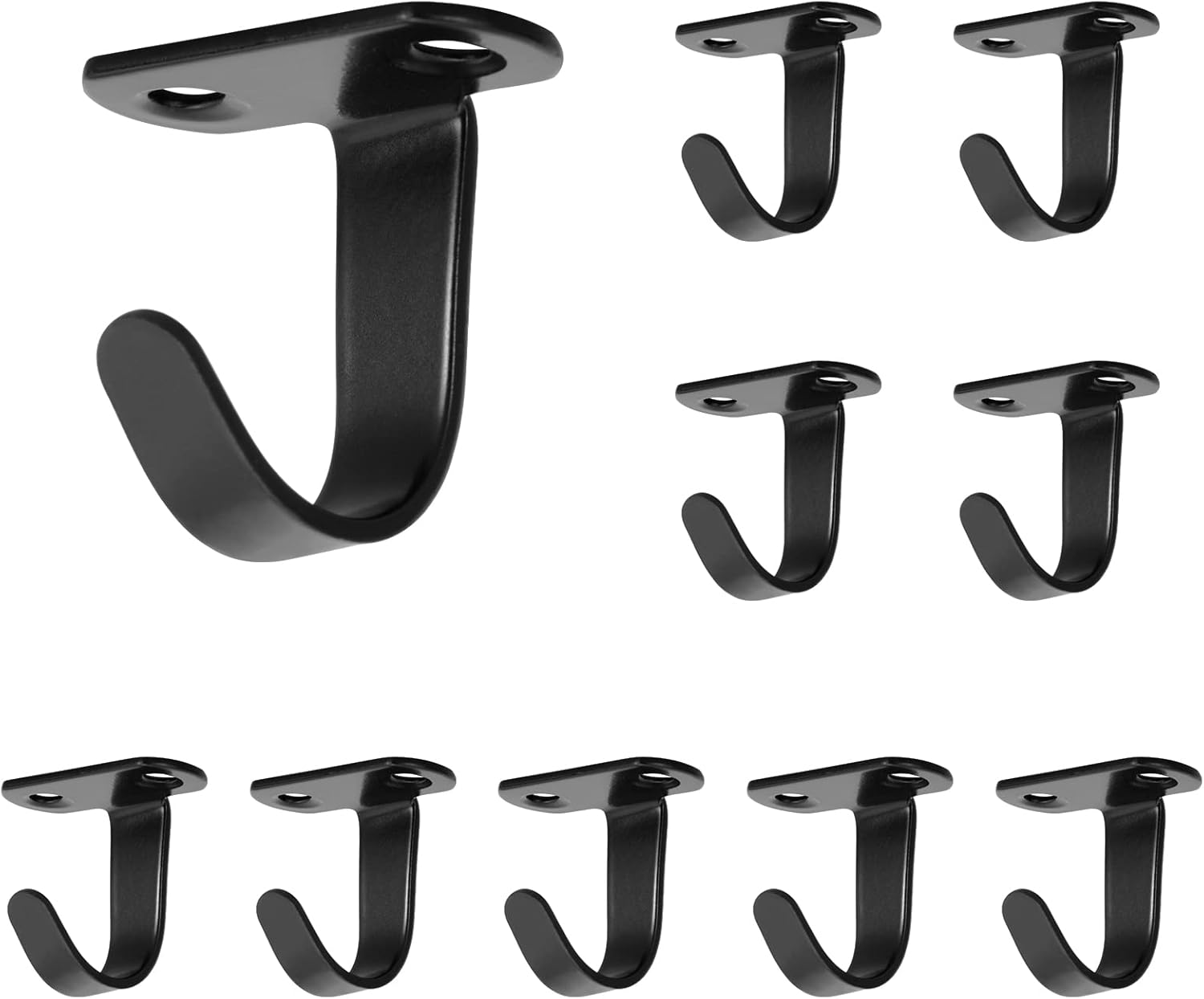 Stainless Steel Screw Mounted Ceiling Hooks, Under-Shelf Towel/Robe Clothes Hook Heavy Duty Coat Hanger for Bathroom Kitchen Cabinet Garage, 10 Pack (Matte Black) - Image 1