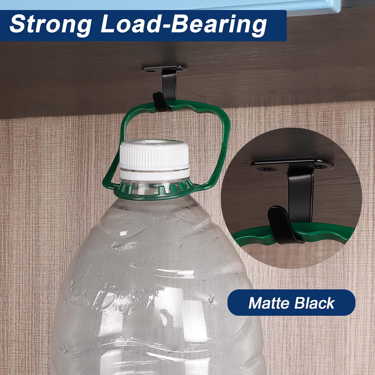 Stainless Steel Screw Mounted Ceiling Hooks, Under-Shelf Towel/Robe Clothes Hook Heavy Duty Coat Hanger for Bathroom Kitchen Cabinet Garage, 10 Pack (Matte Black) - Image 7