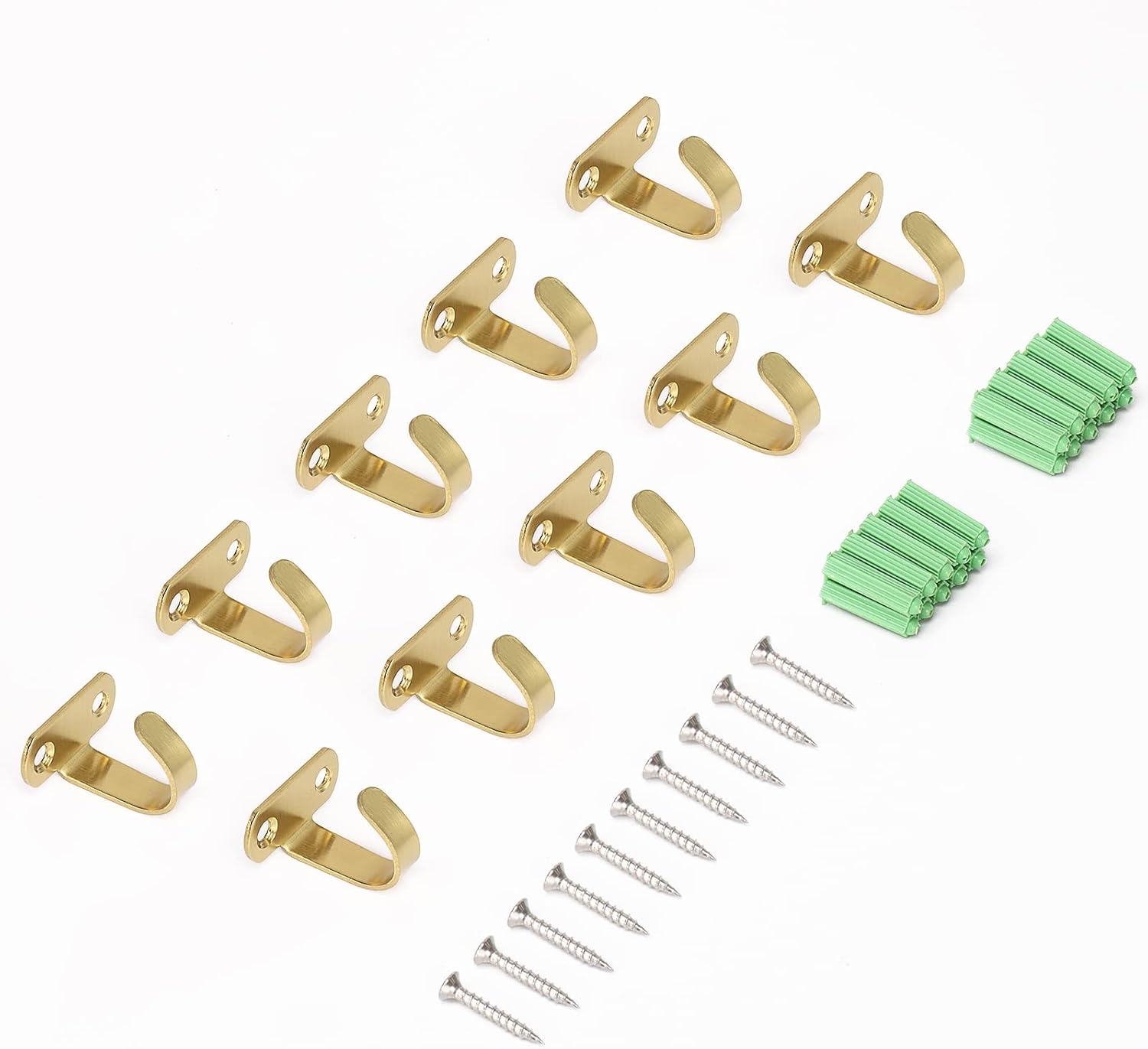Stainless Steel Screw Mounted Ceiling Hooks, Under-Shelf Towel/Robe Clothes Hook Heavy Duty Coat Hanger for Bathroom Kitchen Cabinet Garage, 10 Pack (Brushed Gold) - Image 8