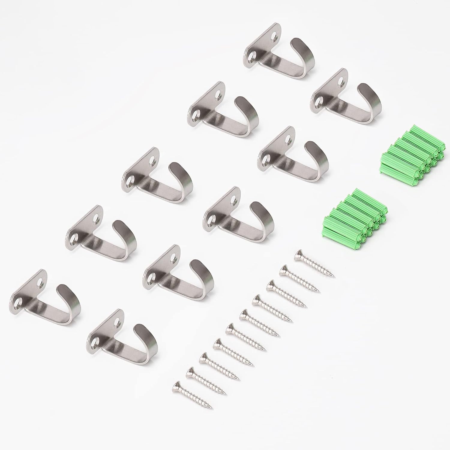 Stainless Steel Screw Mounted Ceiling Hooks, Under-Shelf Towel/Robe Clothes Hook Heavy Duty Coat Hanger for Bathroom Kitchen Cabinet Garage, 10 Pack (Brushed Nickel) - Image 8