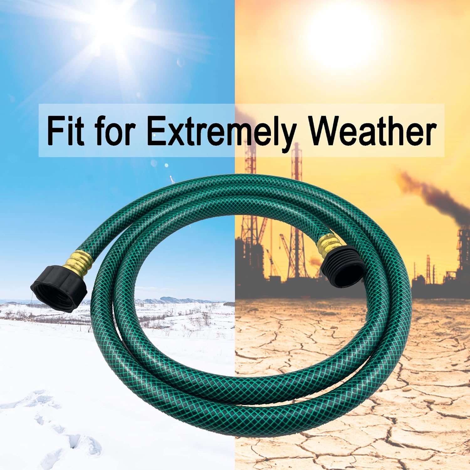 PVC Garden Hose 1/2 Inch, 5 FT Flexible Water Hose Green with Male and Female Plastic Fittings - No Leaking and Lightweight for Household Outdoors Lawns Patio - Image 4
