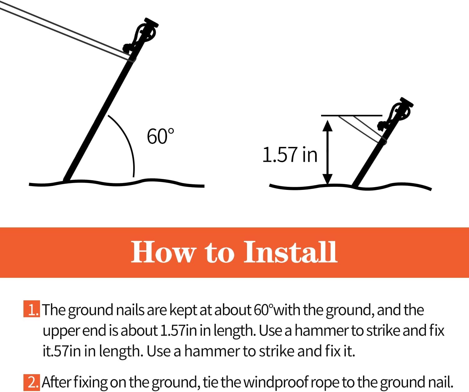 8 Pack 8in Heavy Duty Forged Steel Tent Stakes and Hammer Set, with Storage Pouch, Available in Rocky Place - Image 5