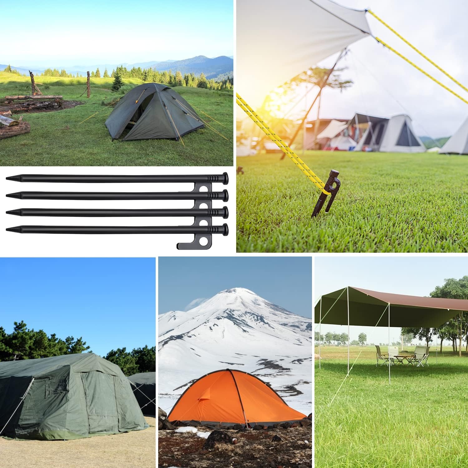 8 Pack 8in Heavy Duty Forged Steel Tent Stakes and Hammer Set, with Storage Pouch, Available in Rocky Place - Image 7