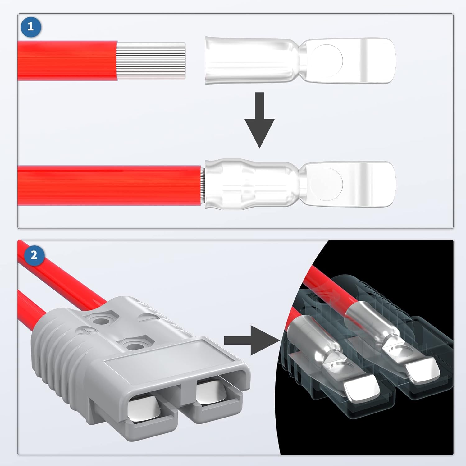175Amp Battery Quick Connect/Disconnect Connector, 600V 1/0AWG Battery Cable Connector Wire Harness Plug Connector Kit for Car Winch Motor Recovery - 2 Pack - Image 5