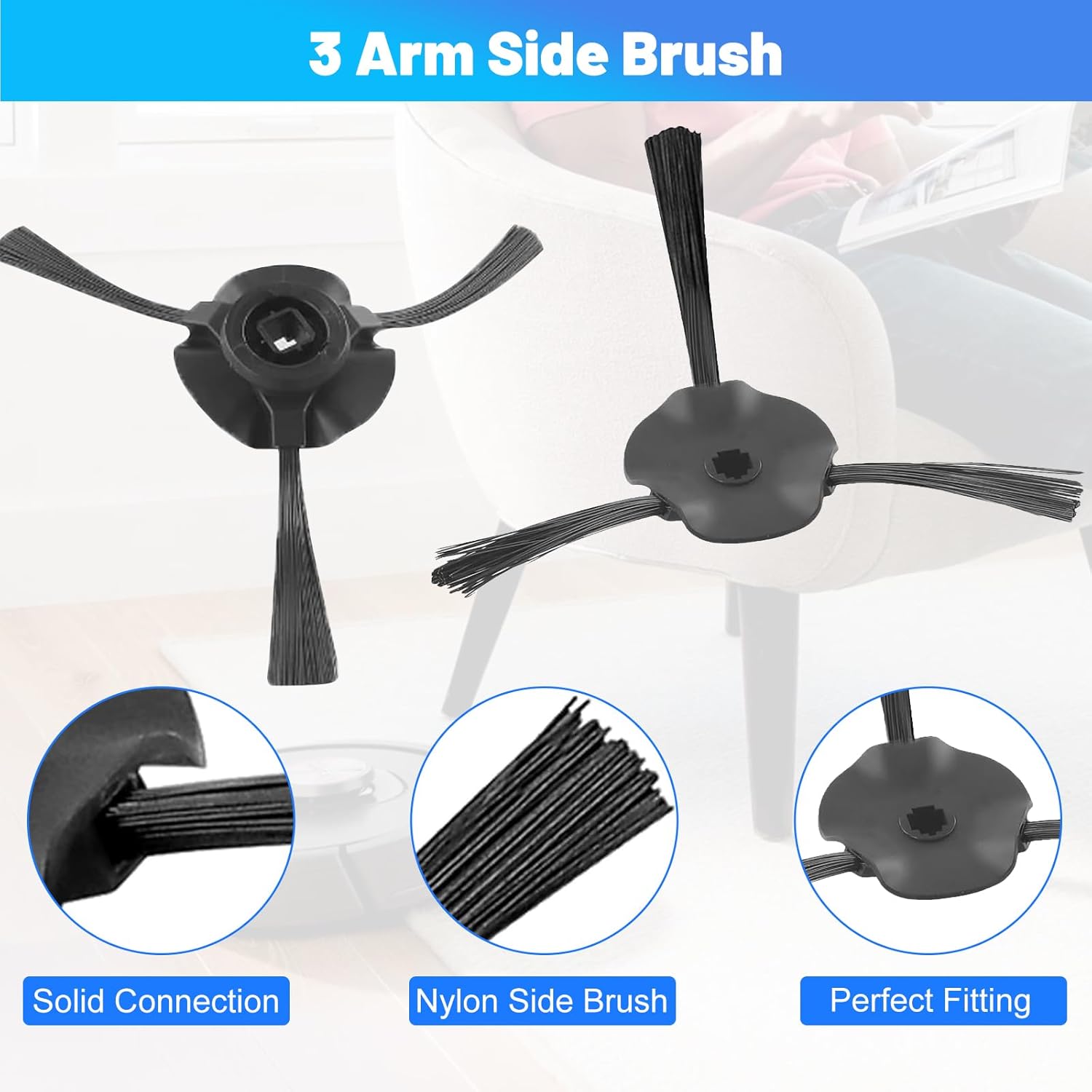 6 Pack Side Brushes for Shark Matrix Robot Vacuum Cleaner RV2310, RV2310AE, AV2310, AV2310AE, RV2300, RV2300S, RV2320S, UR2350AE Replacement Parts - Image 3