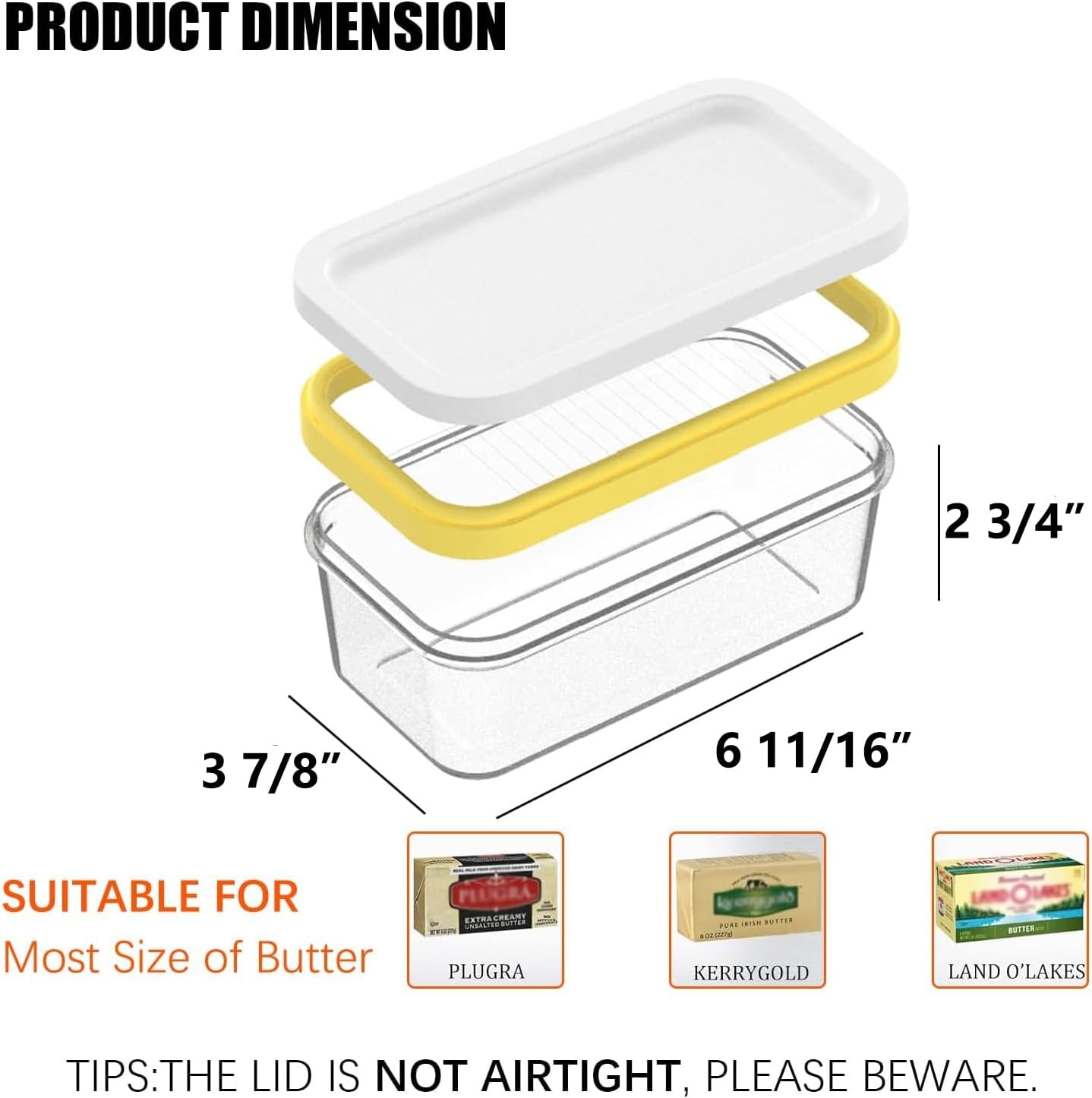Butter Slicer Cutter with Storage Container, Stick Butter Dish with Lid for Fridge, Easy Cutting Two 4oz Sticks (Not Airtight, Small) - Image 2