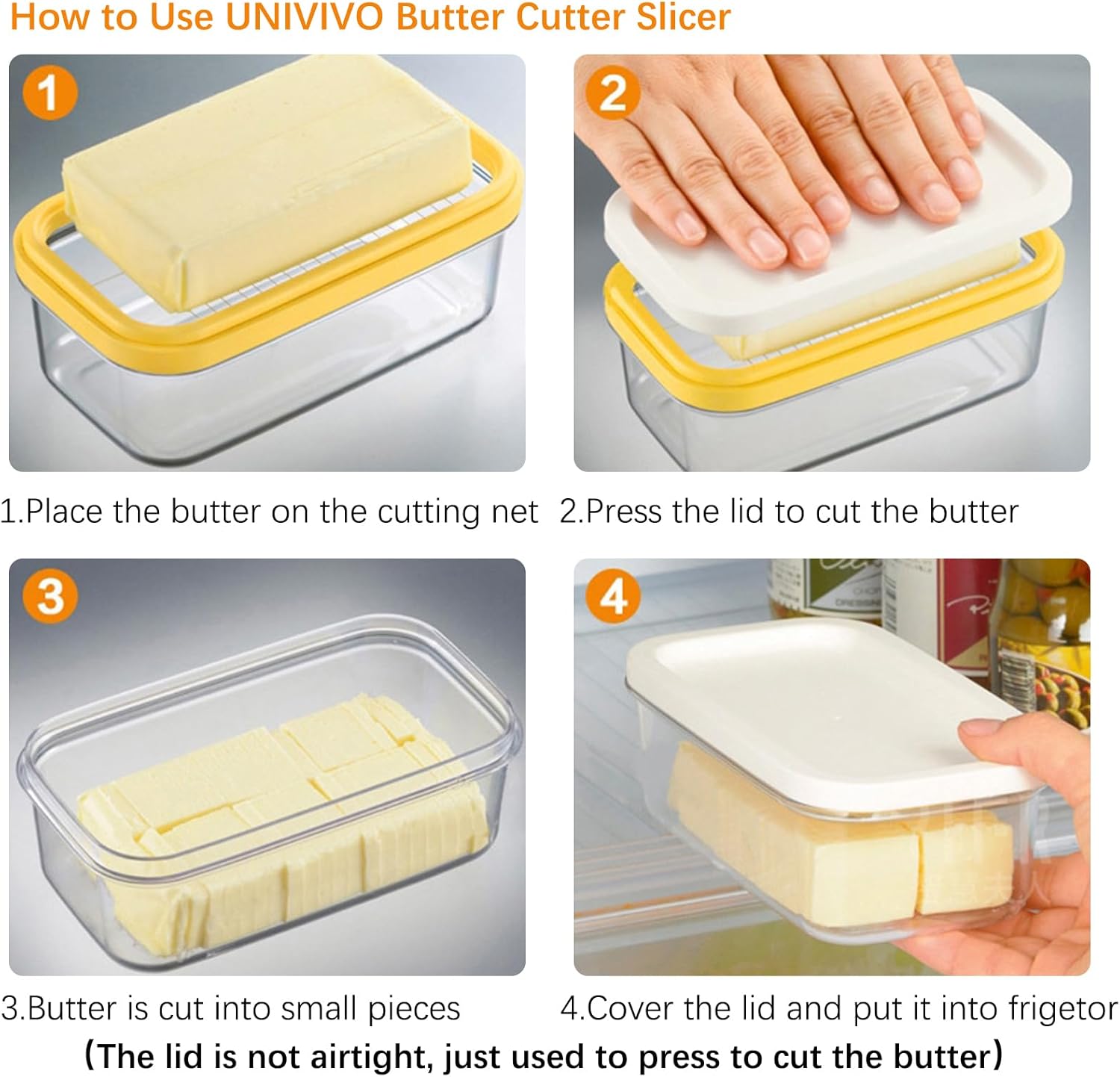 Butter Slicer Cutter with Storage Container, Stick Butter Dish with Lid for Fridge, Easy Cutting Two 4oz Sticks (Not Airtight, Small) - Image 3