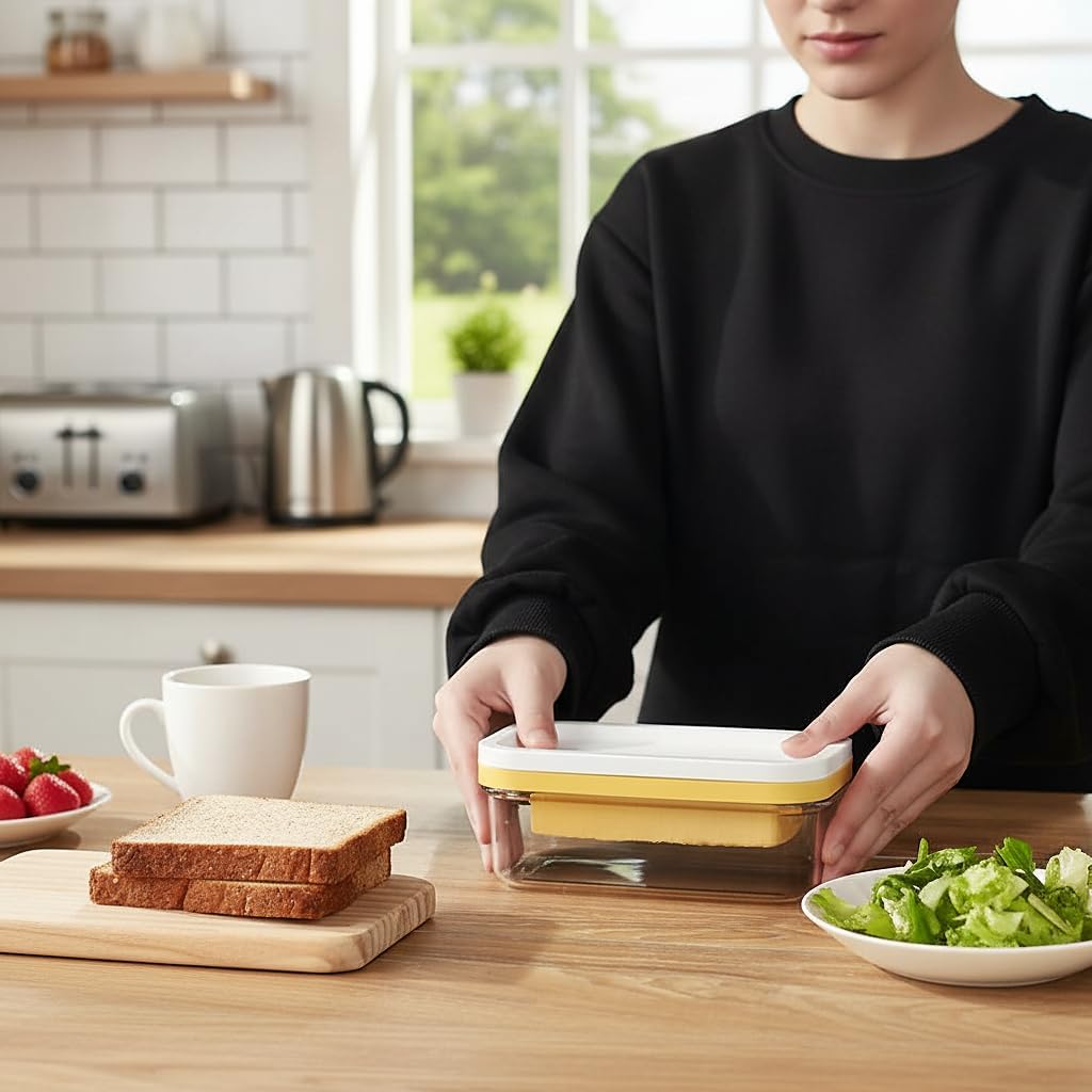 Butter Slicer Cutter with Storage Container, Stick Butter Dish with Lid for Fridge, Easy Cutting Two 4oz Sticks (Not Airtight, Small) - Image 4
