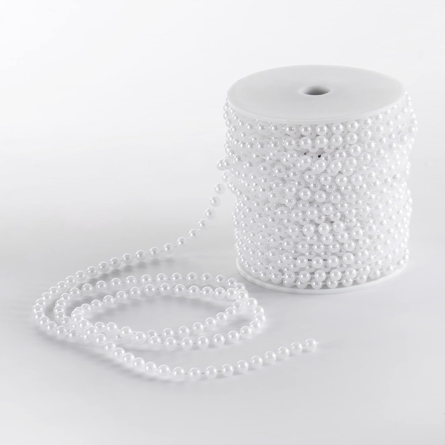 Craft String Pearls 6MM Pearl Bead, 66 Feet White Faux Pearl Garland Spool Roll Strand Wedding Party Decoration, Christmas Tree Decorations - Image 4