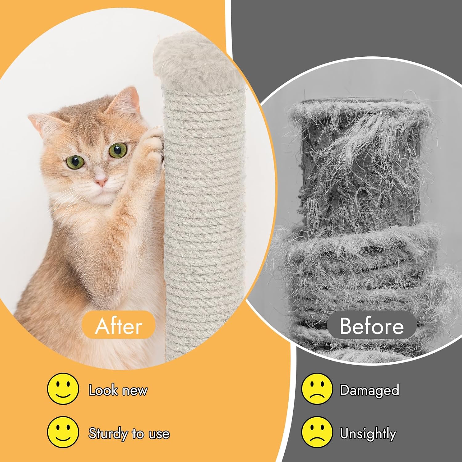 164 Feet Sisal Rope for Cat Scratching Post, 1/6 Inch Natural Cat Tree Rope, DIY Hemp Twine Rope for Repairing, Recovering Scratch Post Cats Tree Tower Replacement (White) - Image 6