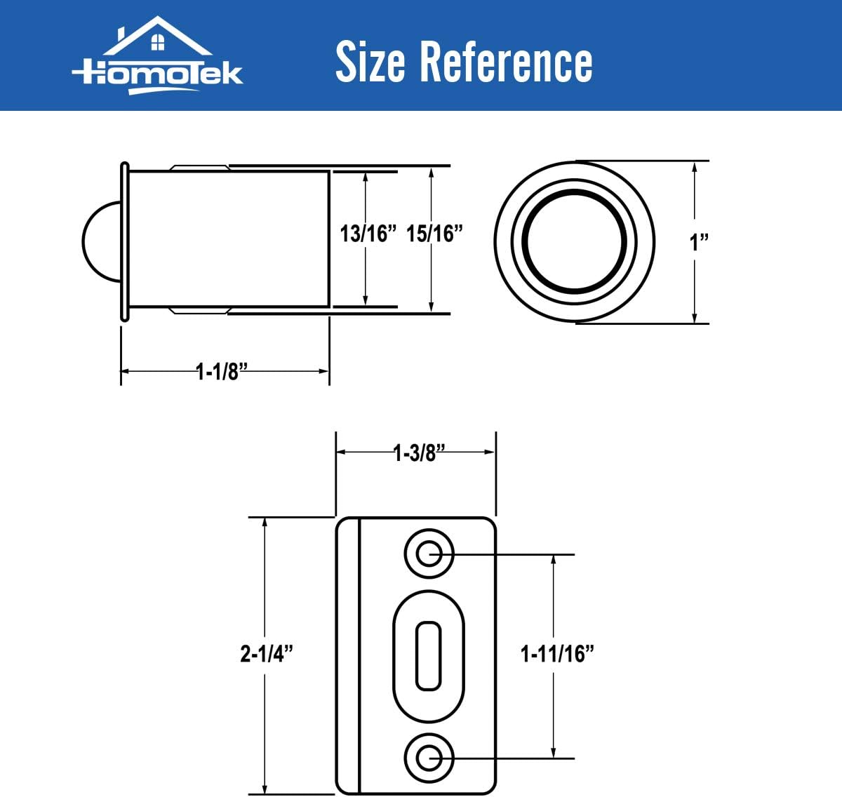 4 Pack Drive in Ball Catch with Strike Plate for Closet Doors, Black, 13/16 Inch x 1-1/8 Inchs,Die-cast, Adjustable Tension Ball - Image 2