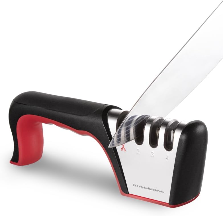 4-in-1 Knife Sharpener, Kitchen Knife Accessories for Ceramic Knives, Steel Knives and Scissors, Aiding in Repair, Restoration, and Polishing of Blades - Image 1