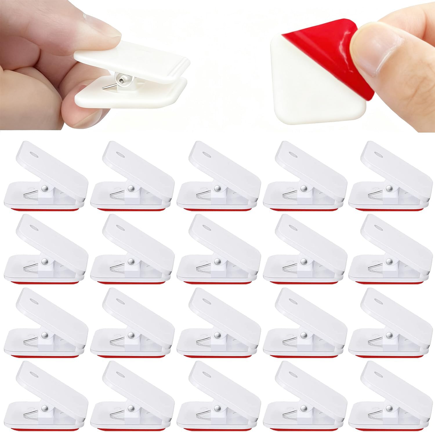 20 Pieces Self Adhesive Clips, Wall Clips,Tapestry Hangers,Photo Holders for Paper Flag Hanger,Sticky Clip for Teachers,Double-Sided Adhesive Spring Clip for Poster Home Office Rope - Image 1
