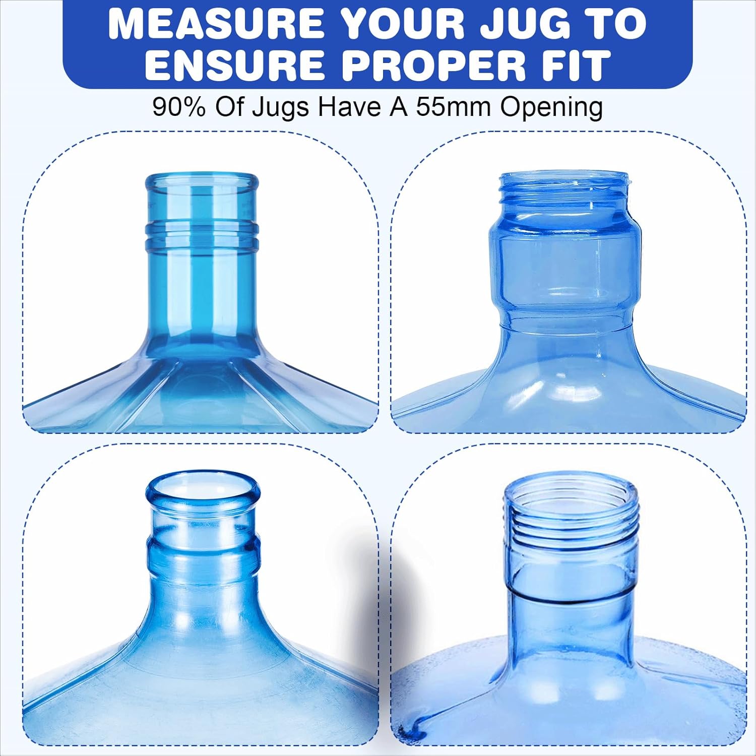 (5 Pack) 5 Gallon Water Jug Cap,Silicone Reusable Replacement Cap, Non Spill Bottle Caps for 55mm Bottle Water Dispenser Caps - Image 2