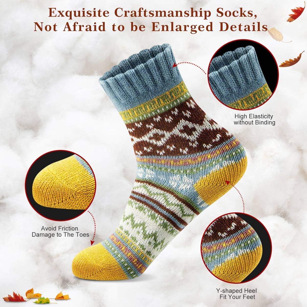 Socks for Women - Stocking Stuffers Gifts for Women - Warm Thick Soft Wool Cozy Crew Socks Christmas Gifts for Woman - Image 5