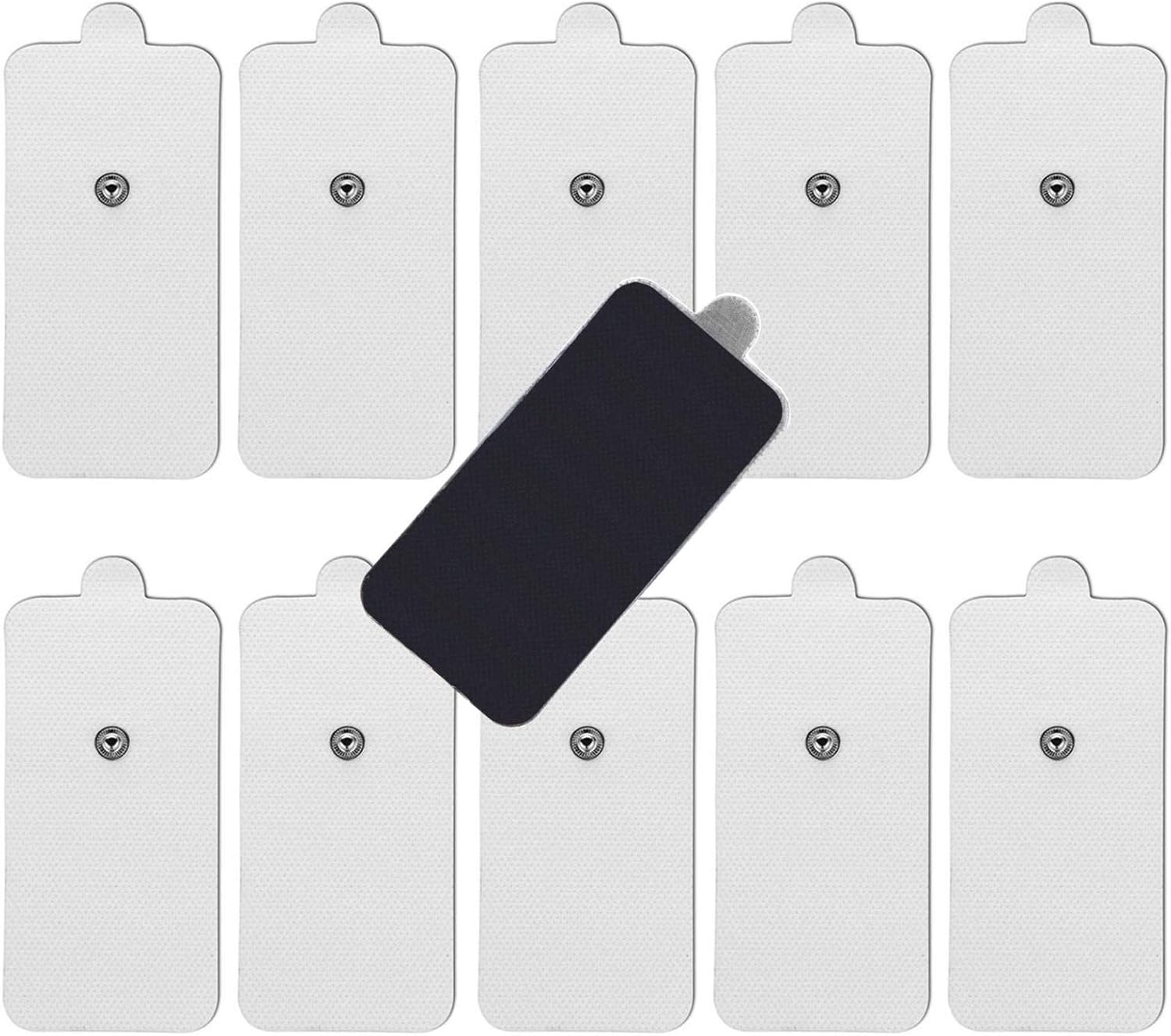 10-Pack Large TENS Electrode Pads - 3.5mm Snap Connectors - High Conductivity, Reusable Electrodes Pads for TENS Massager and Muscle Stimulation - Image 1