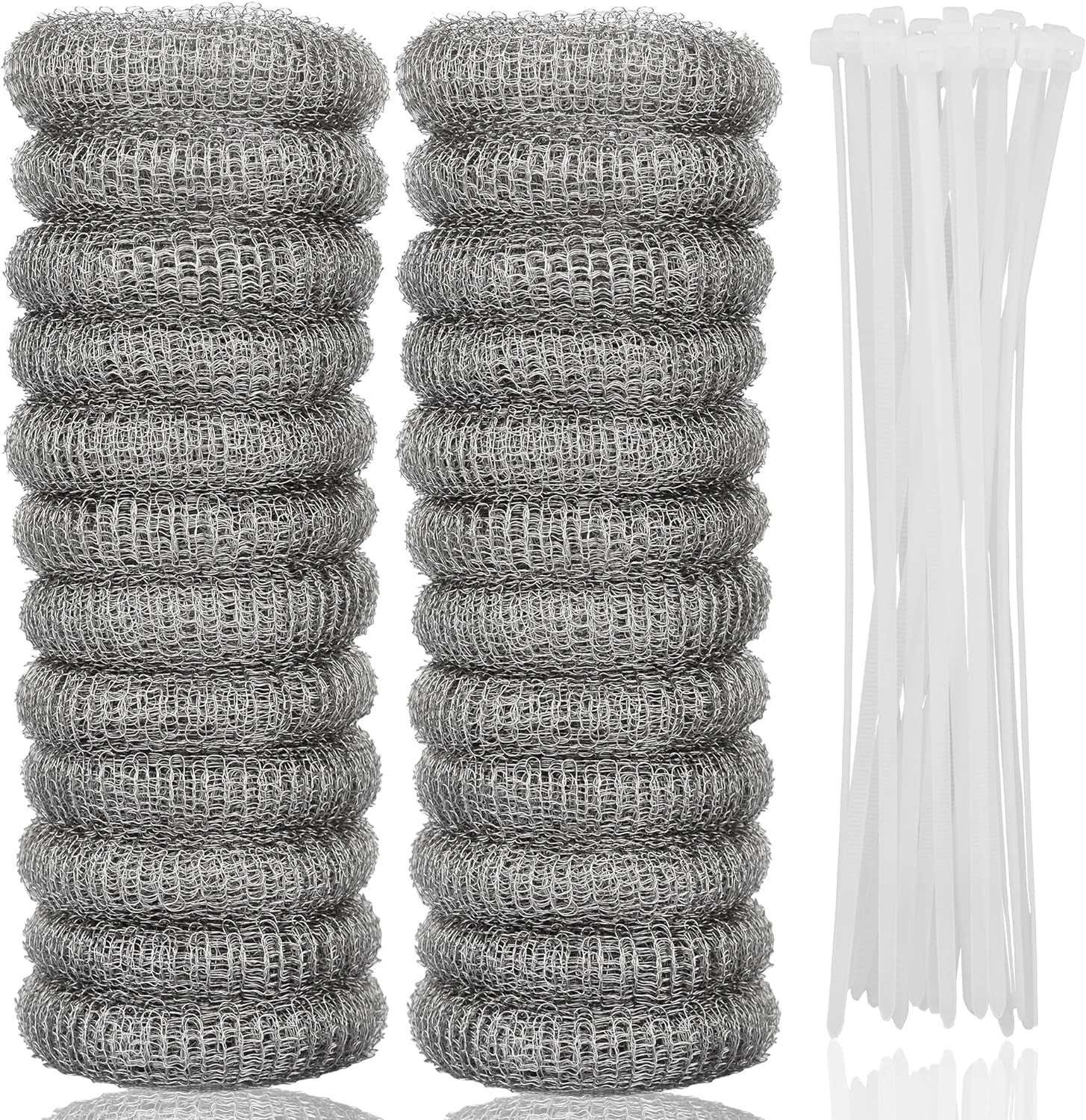 24 PCS Lint Traps  Stainless Steel Washing Machine Lint Snare Traps, Washer Hose Lint Traps with 24 PCS Cable Ties, Laundry Mesh Washer Sink Drain Hose Screen Filter - Image 1
