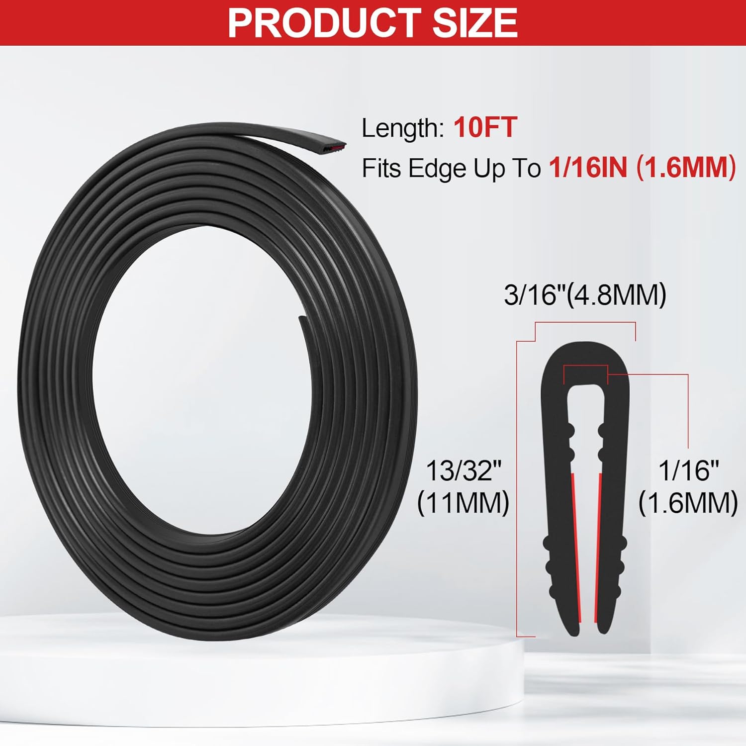 Rubber Edge Trim U Channel - 1/16