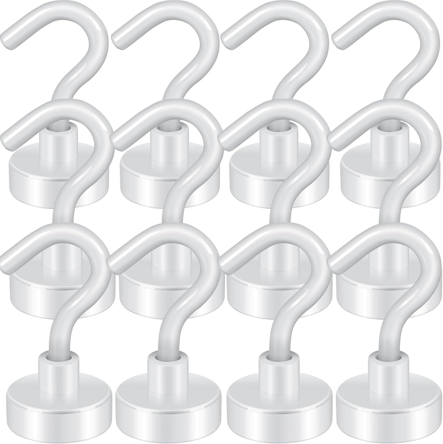 Magnetic Hooks, Cruise Ship Essentials, 30lb+ Heavy Duty Magnetic Hooks for Cruise Cabins, Refrigerator, Grill, Hanging, and Travel | Extra Strong Must-Haves Magnet Hook(White,Pack of 12) - Image 1
