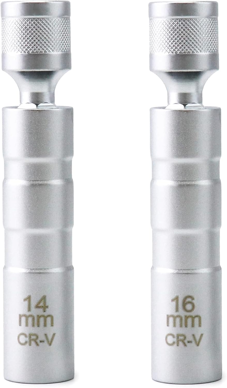 14mm&16mm Magnetic Swivel Spark Plug Socket, Thin Wall Magnetic Rotating 3/8