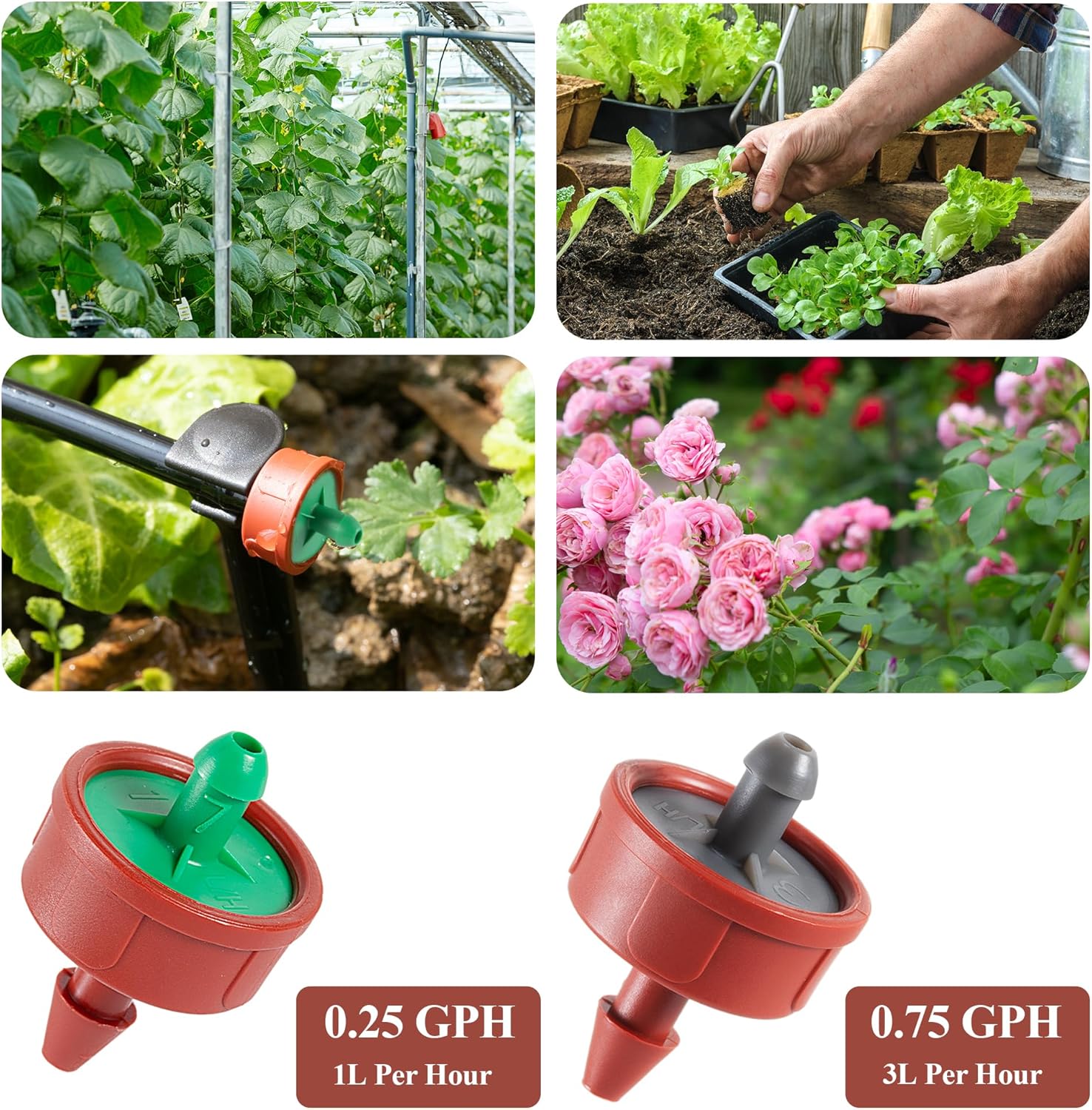 60Pcs 0.25 GPH Pressure Compensating Irrigation Spot Drippers,Constant Flow Barb Outlet Watering Dripper Emitters Heads Parts for 1/4 Inch Watering Tubing Line for Garden Pots Plant Irrigation Systems - Image 4